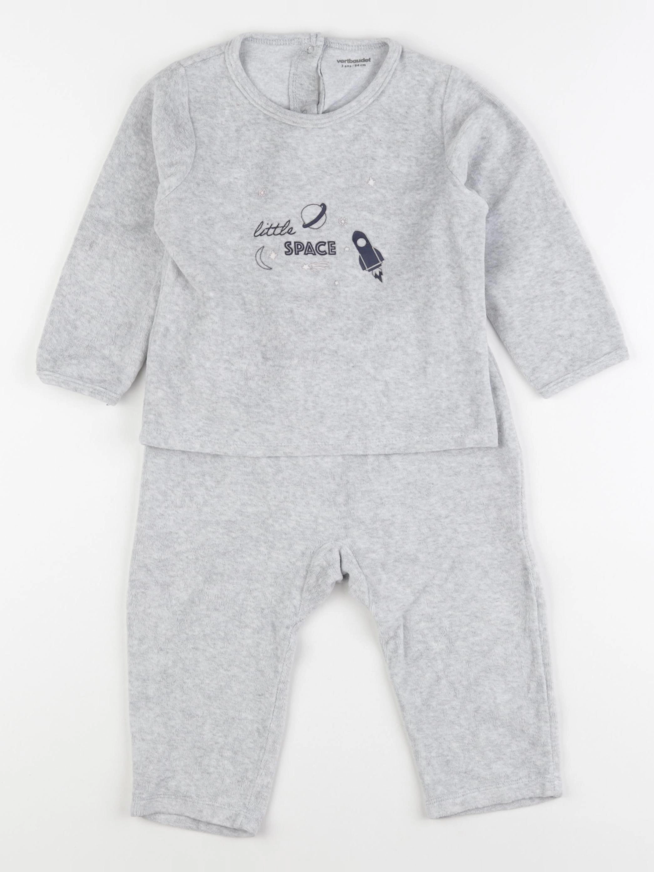 Vertbaudet - pyjama velours gris - 3 ans