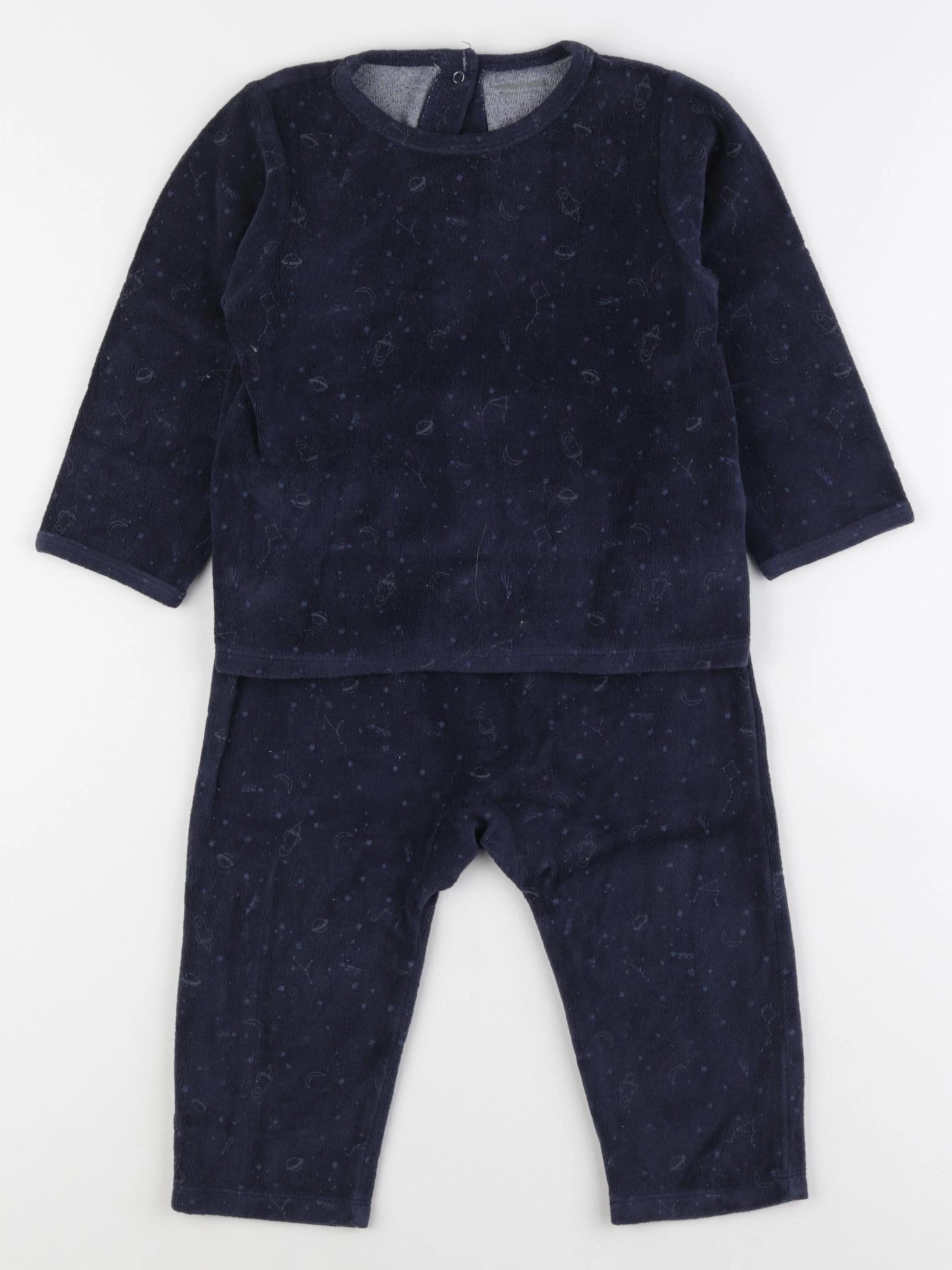 Vertbaudet - pyjama velours bleu - 3 ans