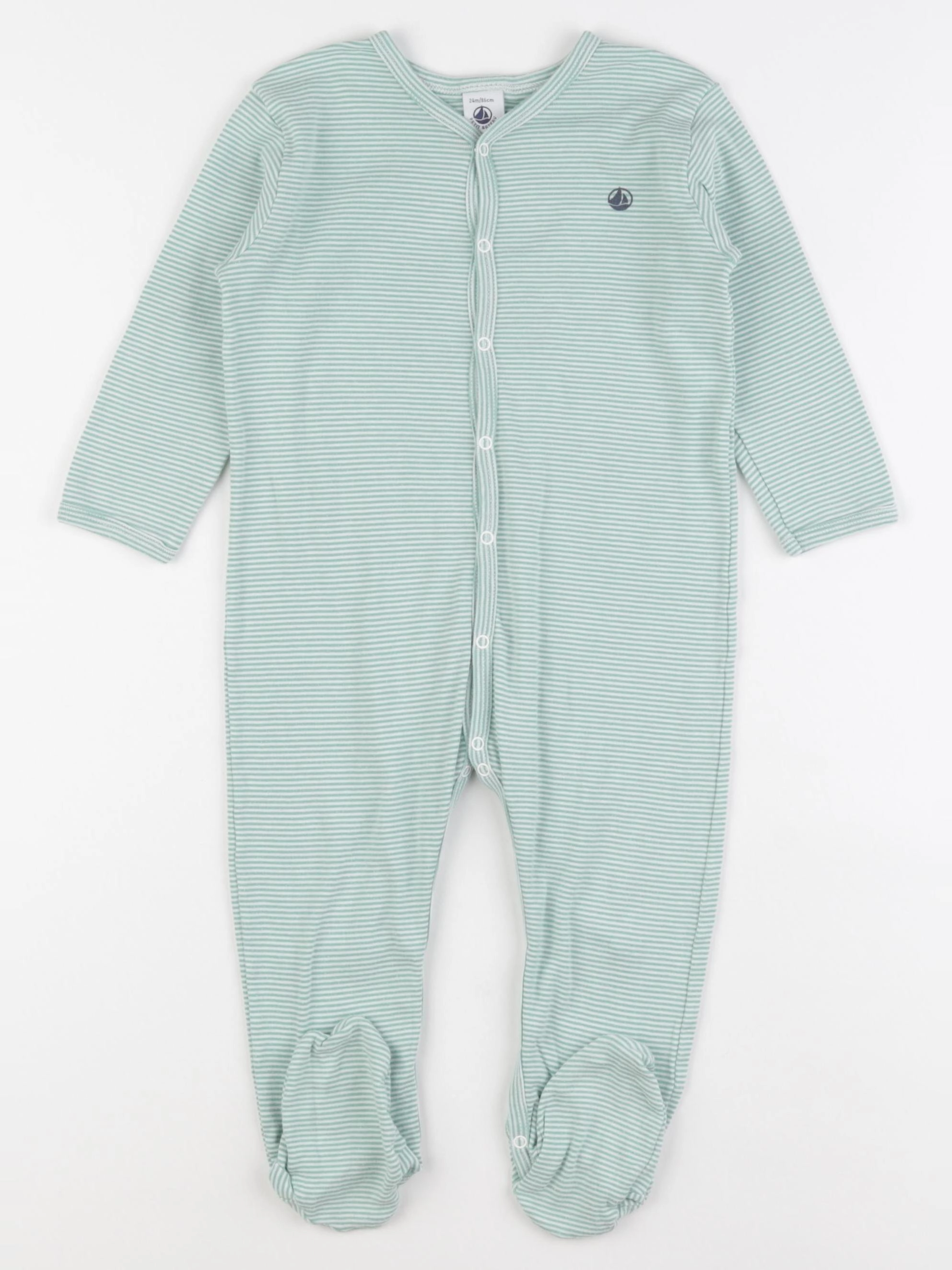 Petit Bateau - pyjama coton vert - 24 mois