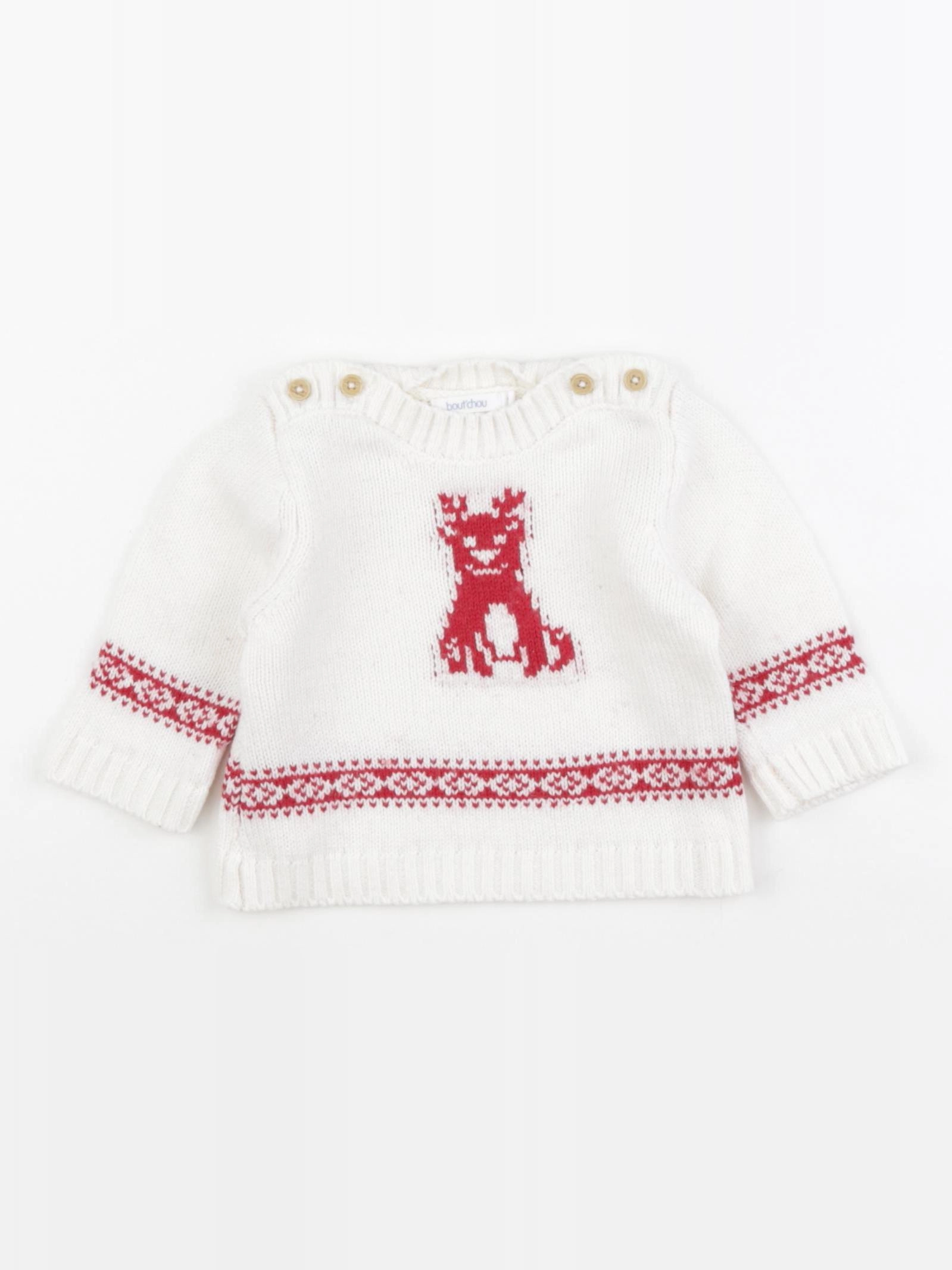 Boutchou - pull blanc - 3 mois