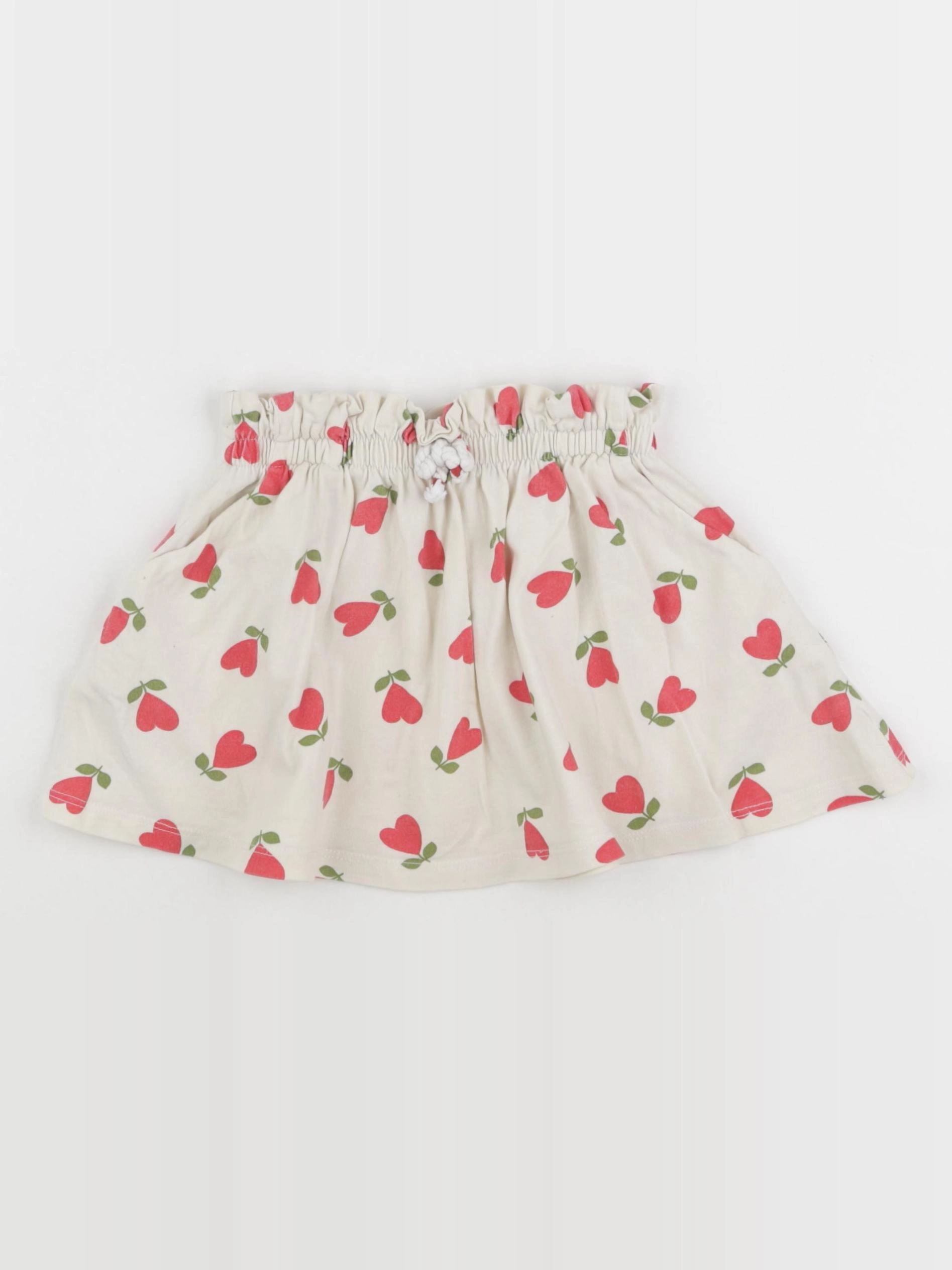 Vertbaudet - jupe beige, rouge - 2 ans