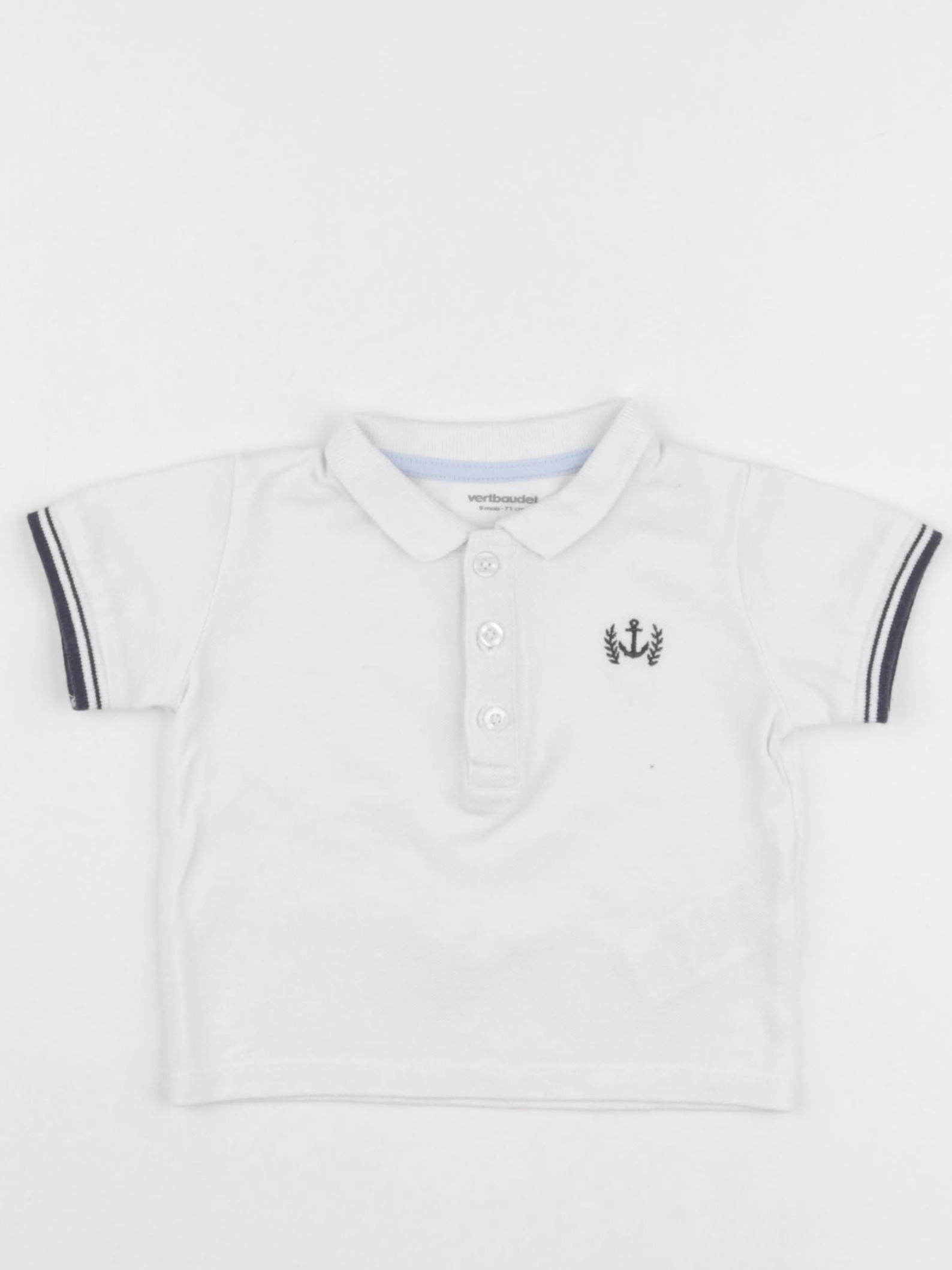 Vertbaudet - polo blanc - 9 mois