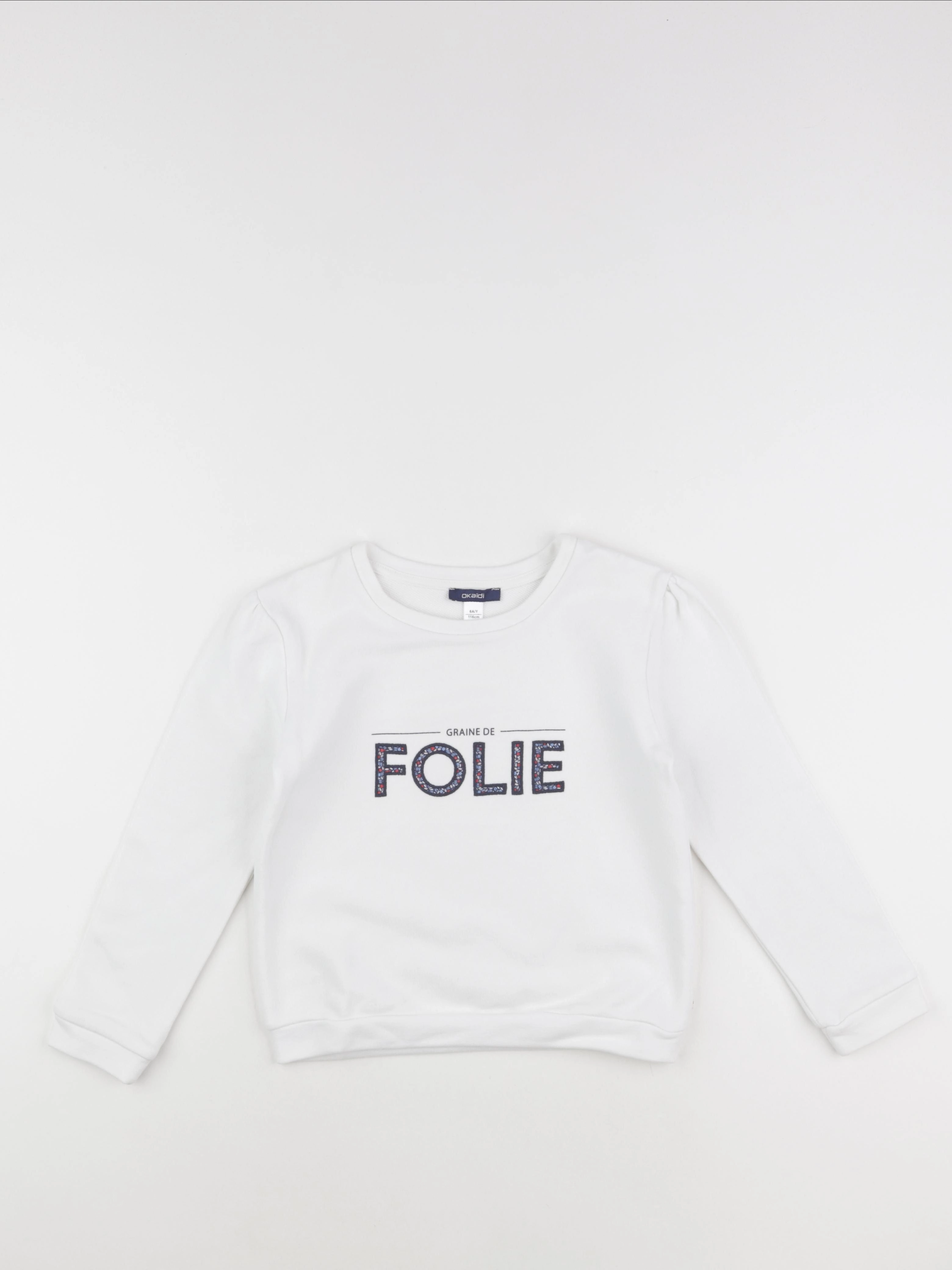 Okaidi - sweat blanc - 6 ans