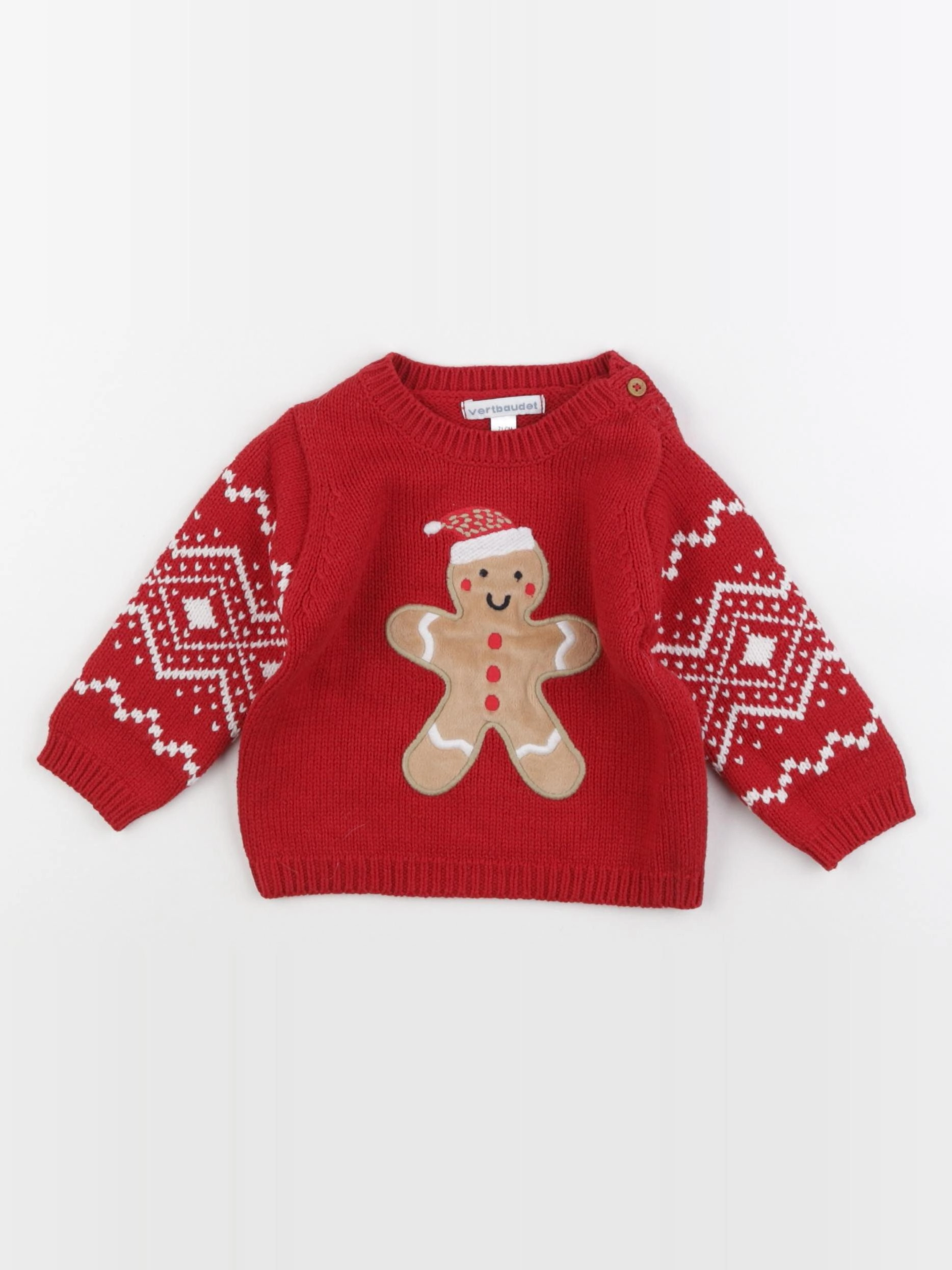 Vertbaudet - pull rouge - 9 mois