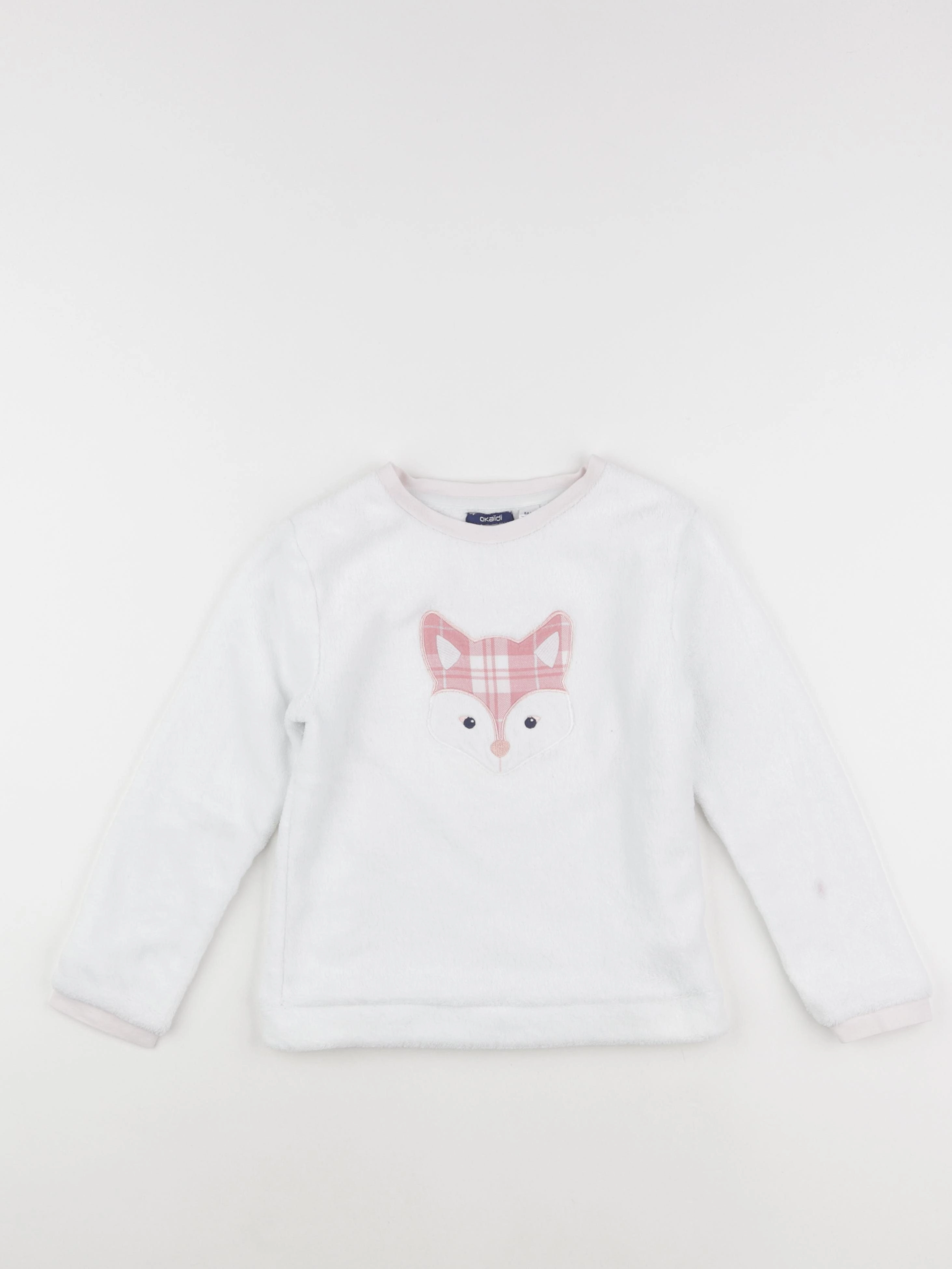 Okaidi - pull blanc, rose - 8 ans