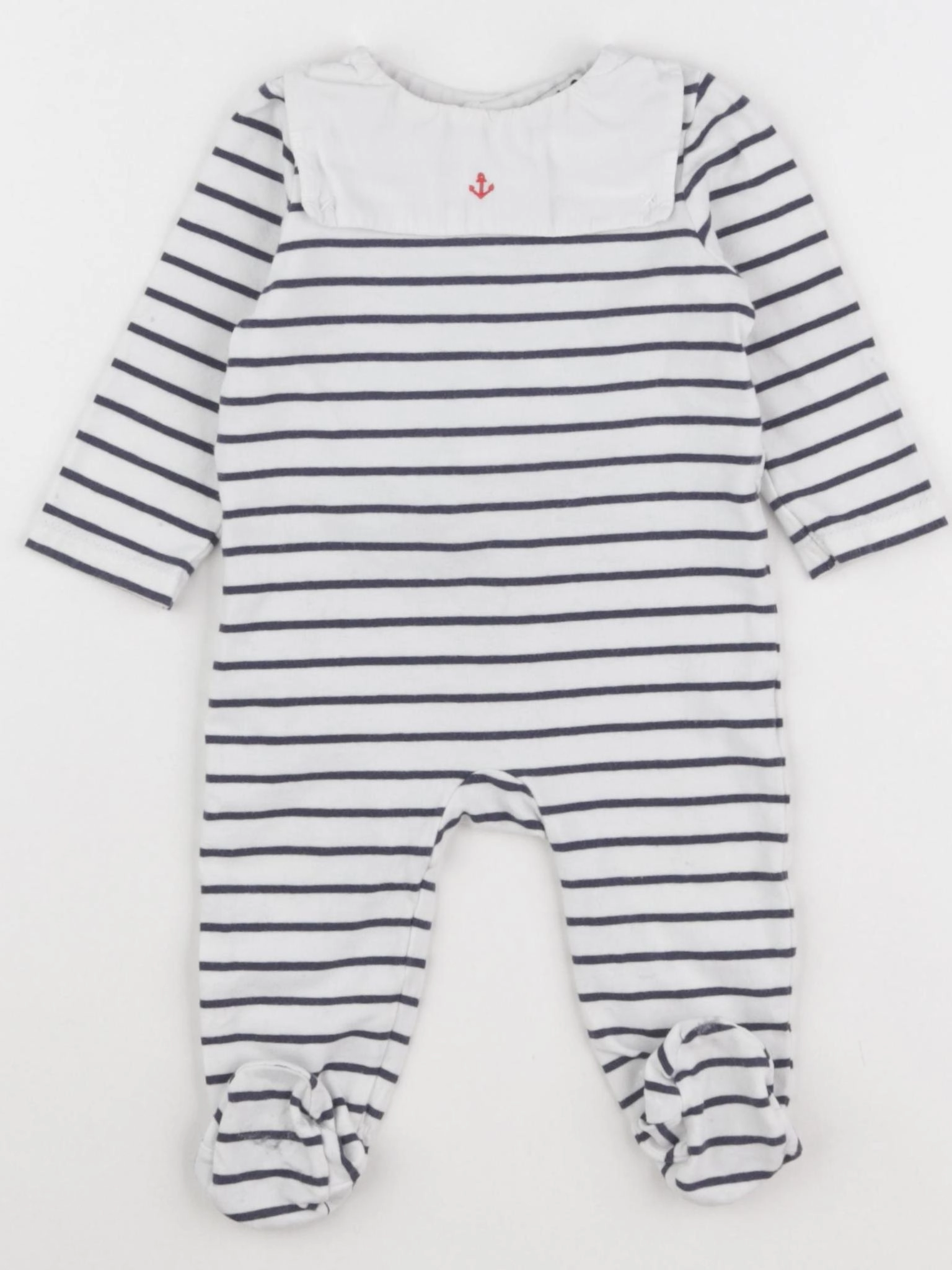 Cyrillus - pyjama coton blanc, bleu - 6 mois