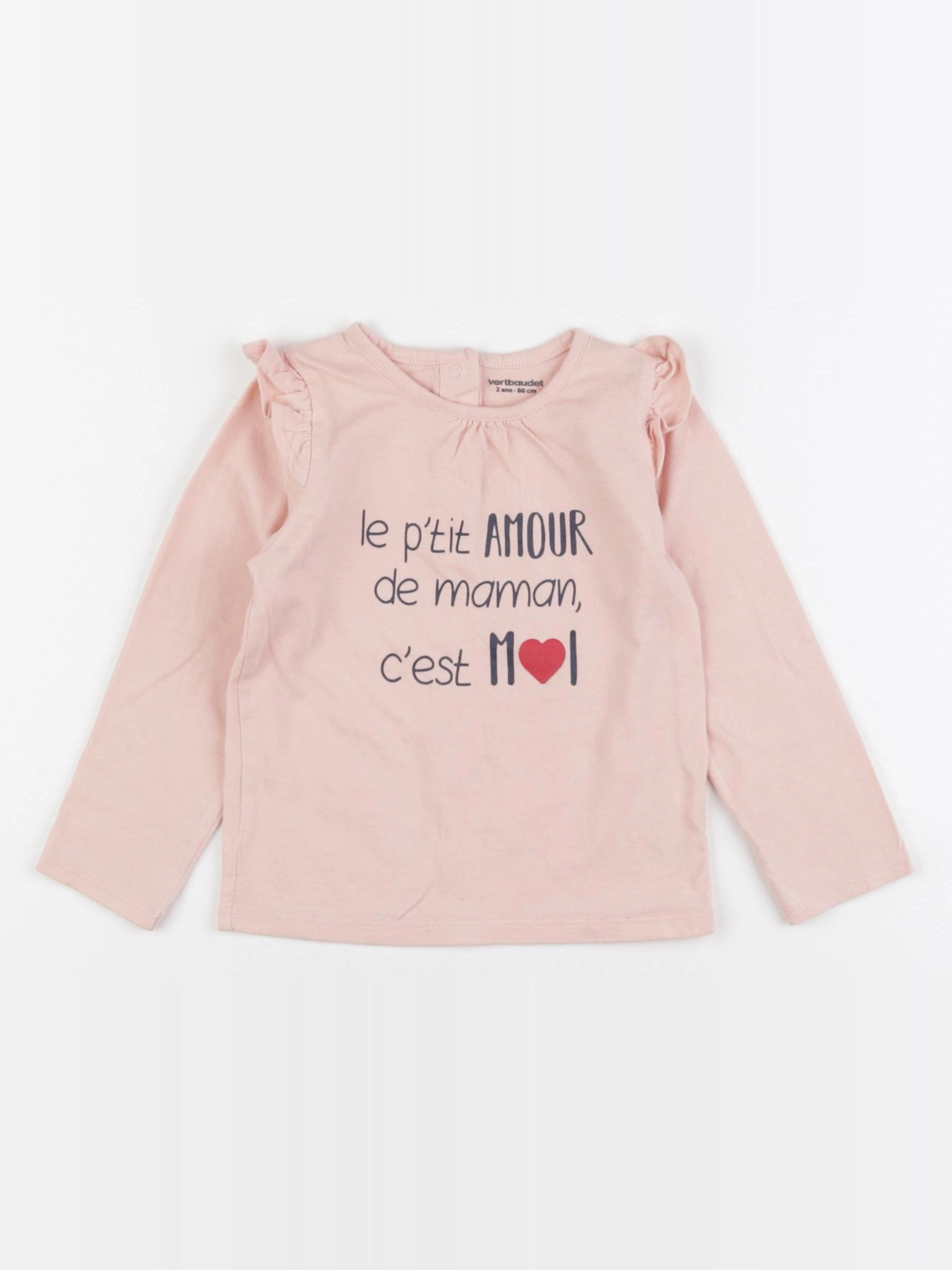 Vertbaudet - tee-shirt rose - 2 ans