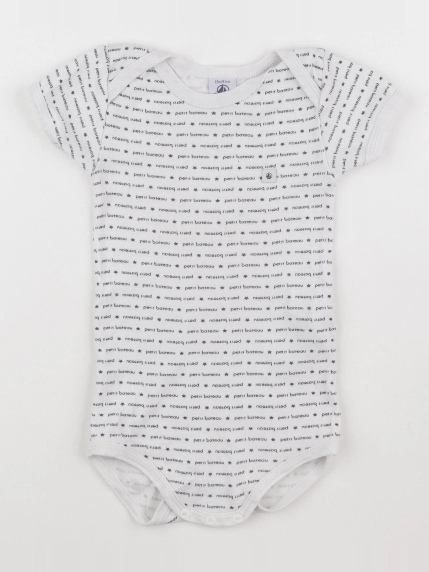 Petit Bateau - body blanc, bleu - 18 mois