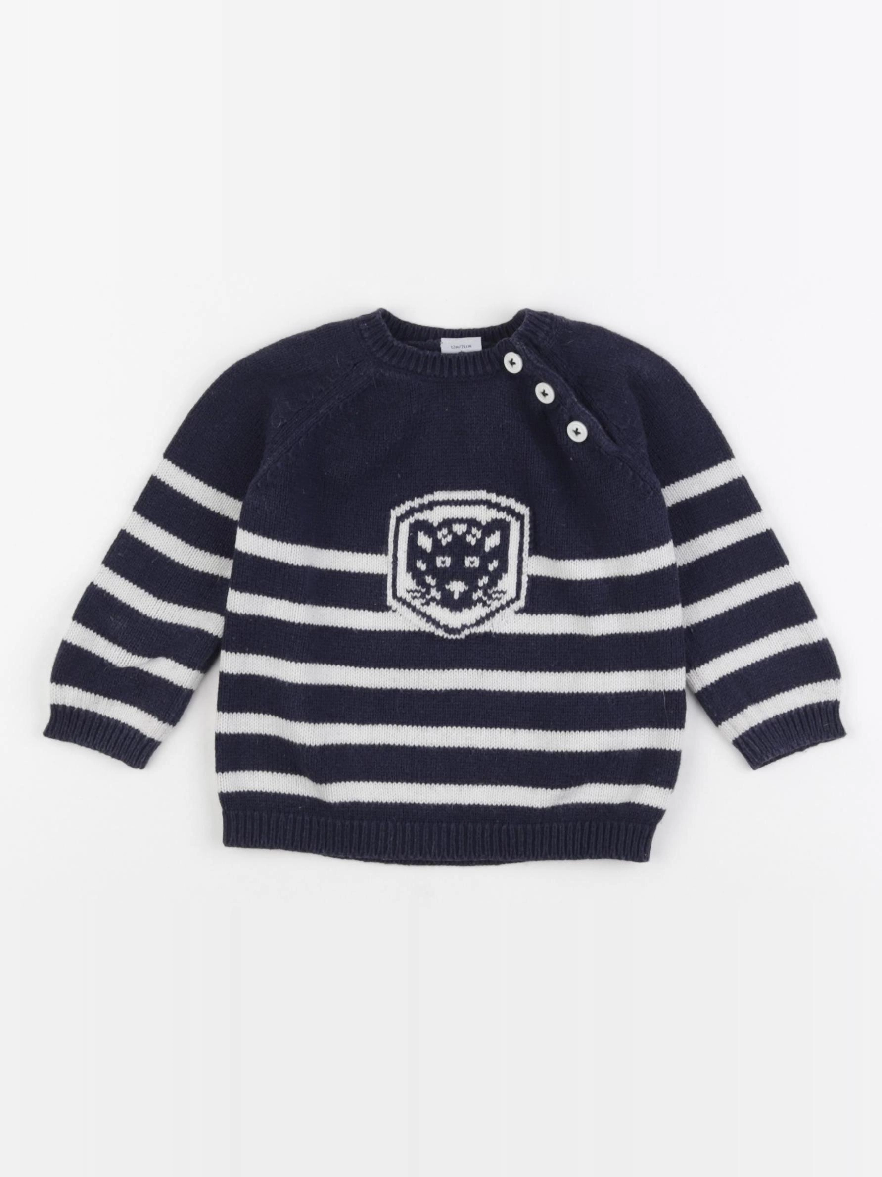 Petit Bateau - pull bleu - 12 mois