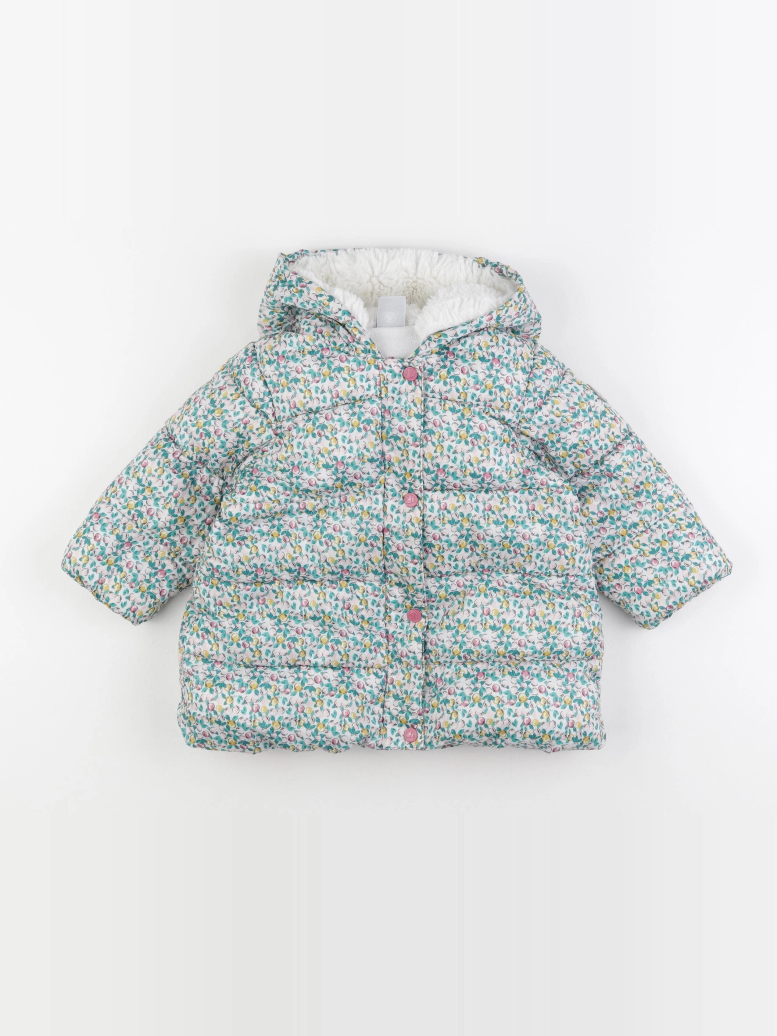 Petit Bateau - doudoune vert, rose - 18 mois
