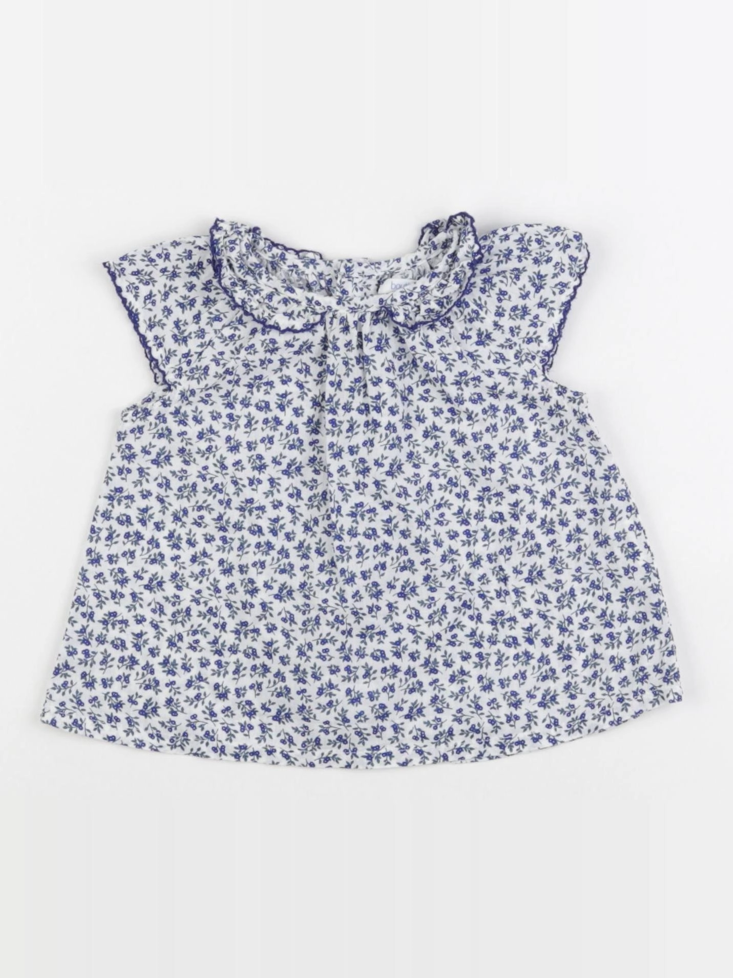 Boutchou - blouse blanc, bleu - 6 mois