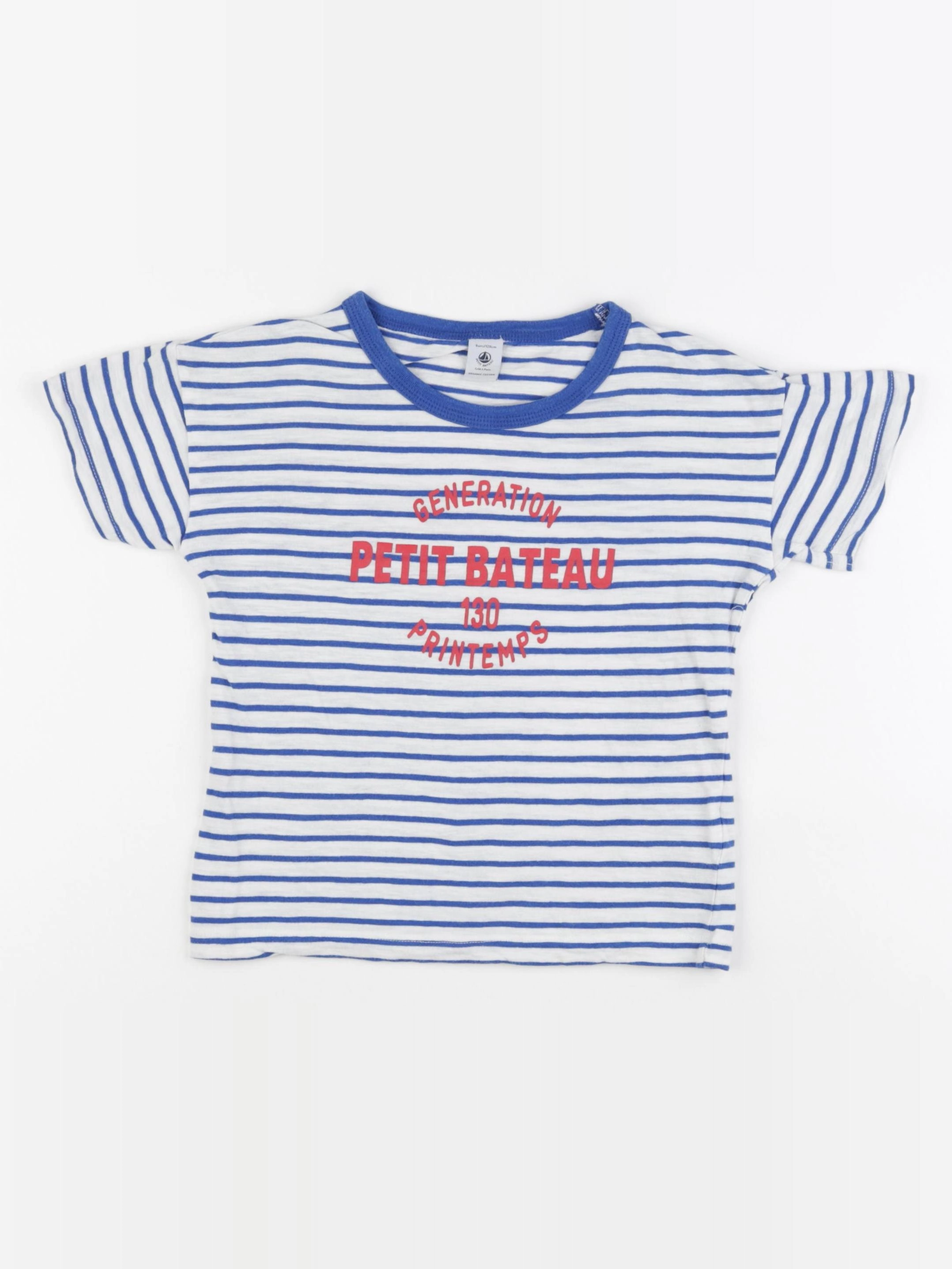 Petit Bateau - tee-shirt bleu - 8 ans
