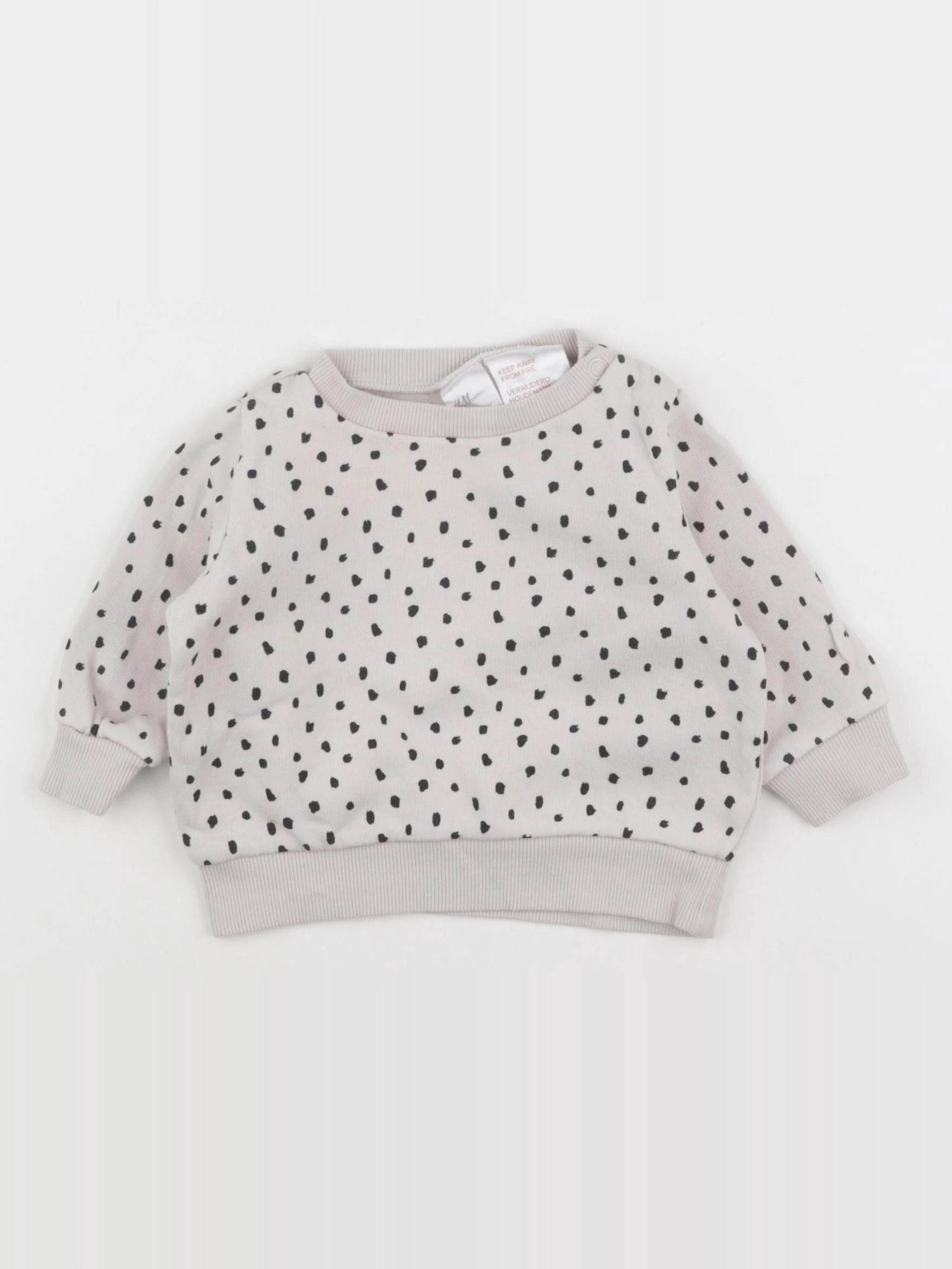 H&M - sweat beige, noir - 3 mois
