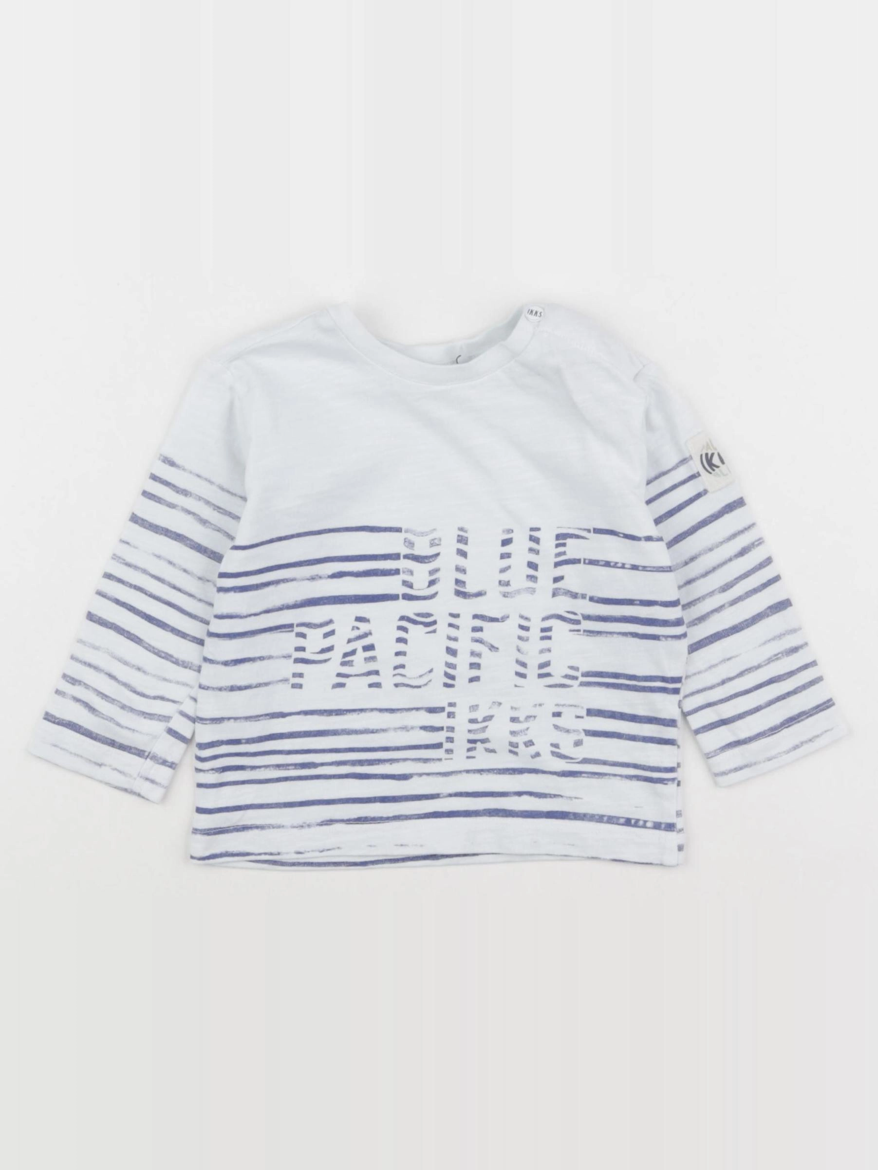 IKKS - tee-shirt blanc, bleu - 6 mois