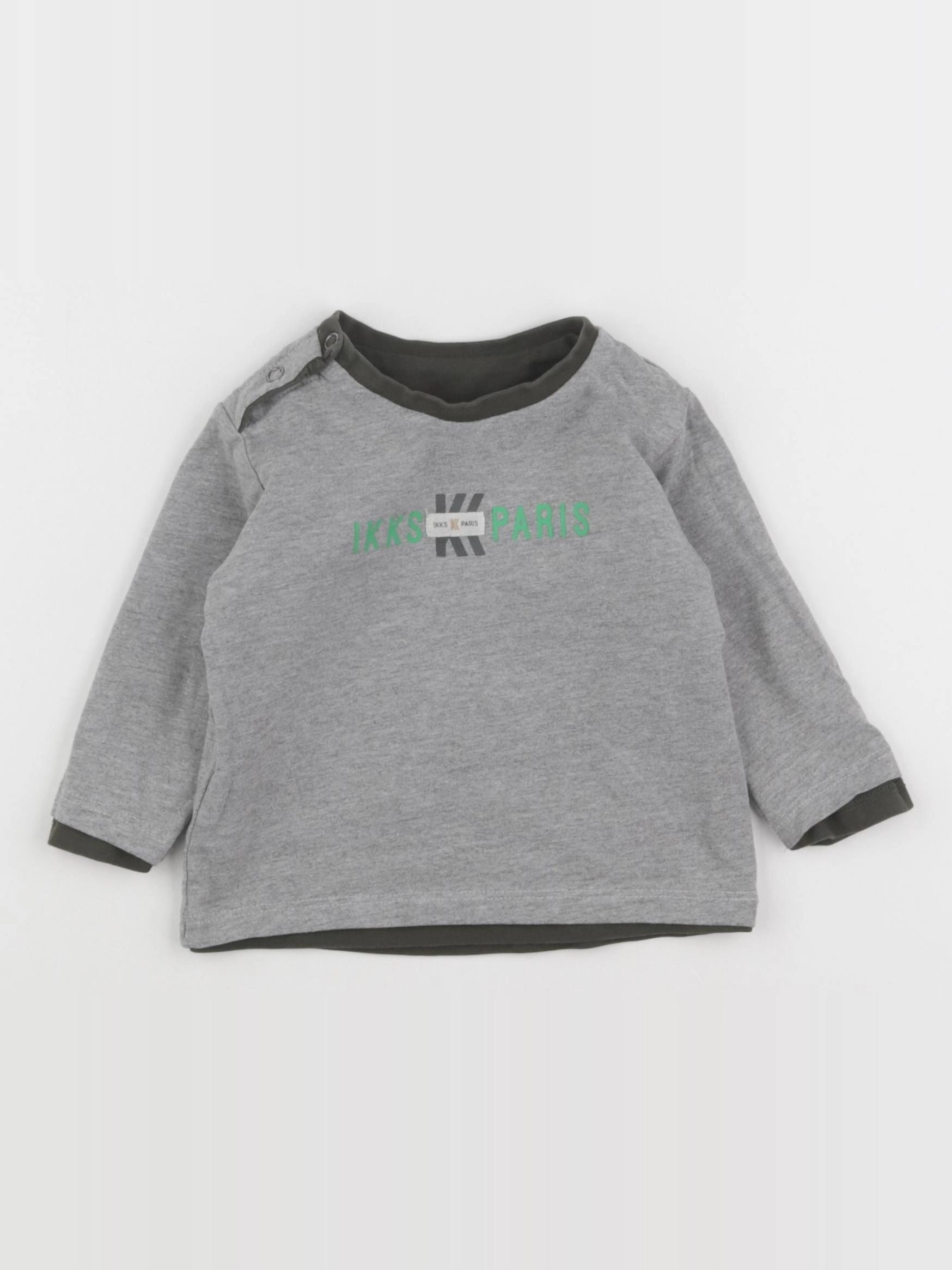 IKKS - tee-shirt réversible vert, gris - 6 mois