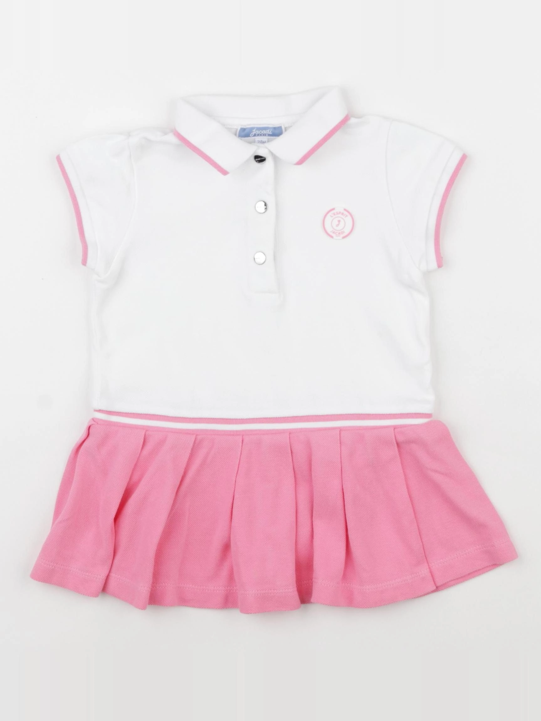 Jacadi - robe blanc, rose - 24 mois