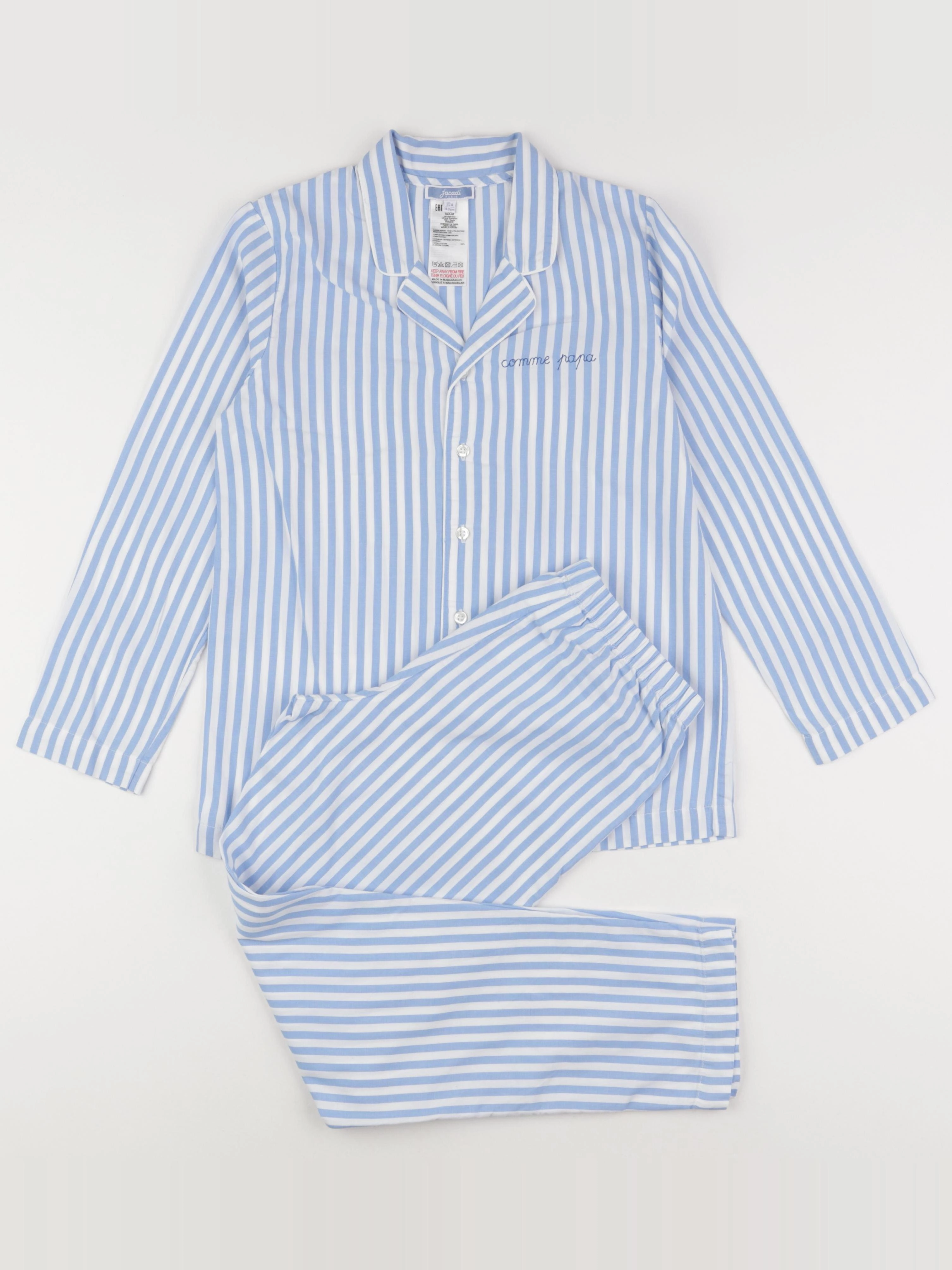 Jacadi - pyjama coton bleu, blanc - 10 ans