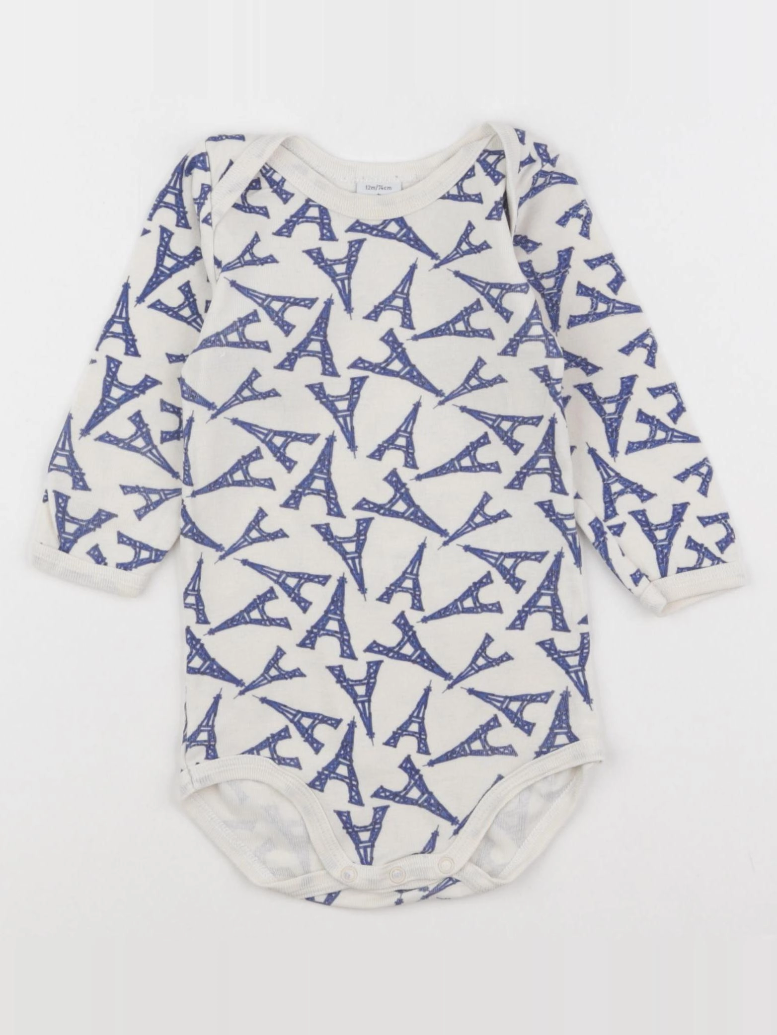 Petit Bateau - body beige, bleu - 12 mois