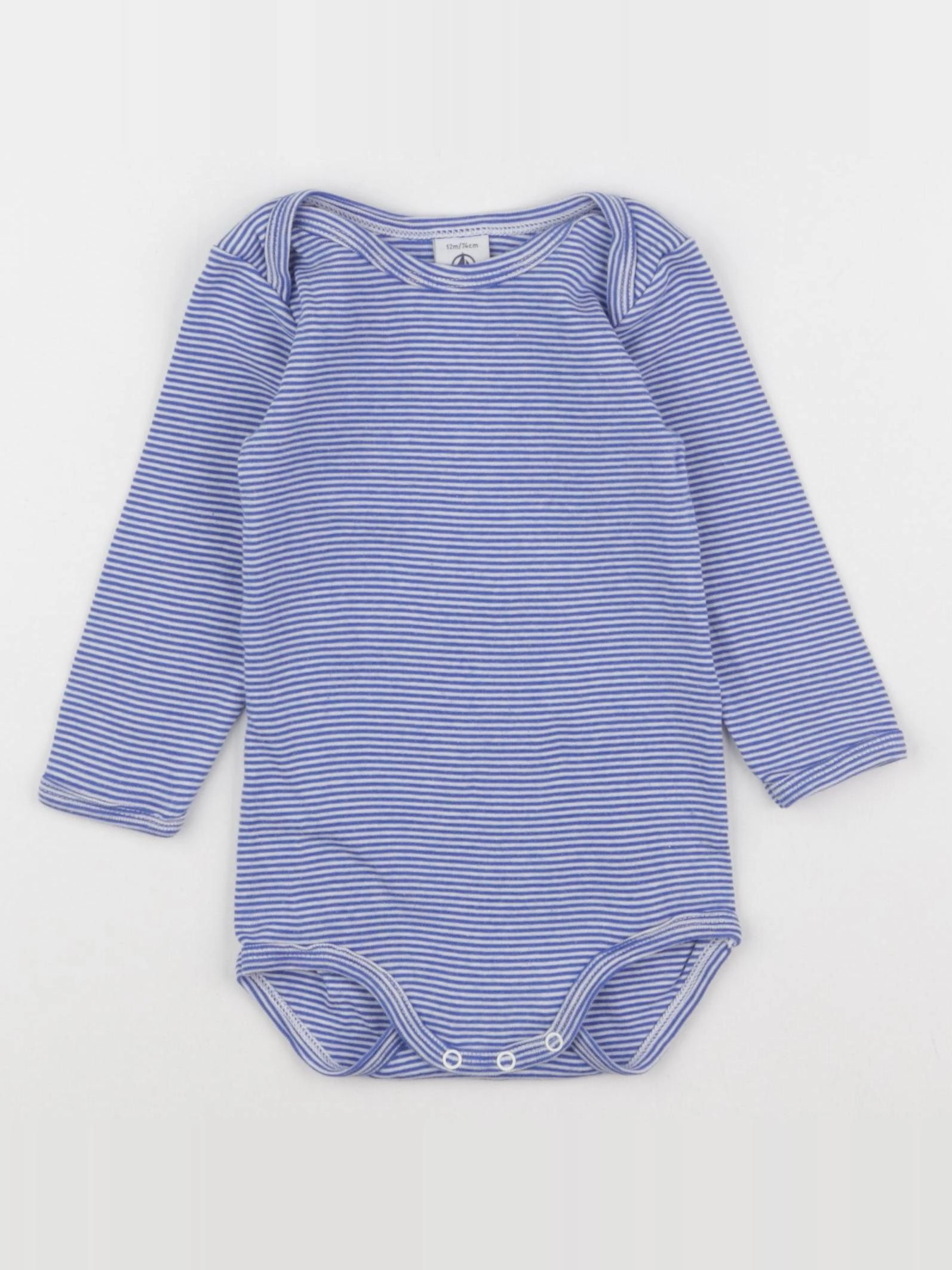 Petit Bateau - body bleu, blanc - 12 mois