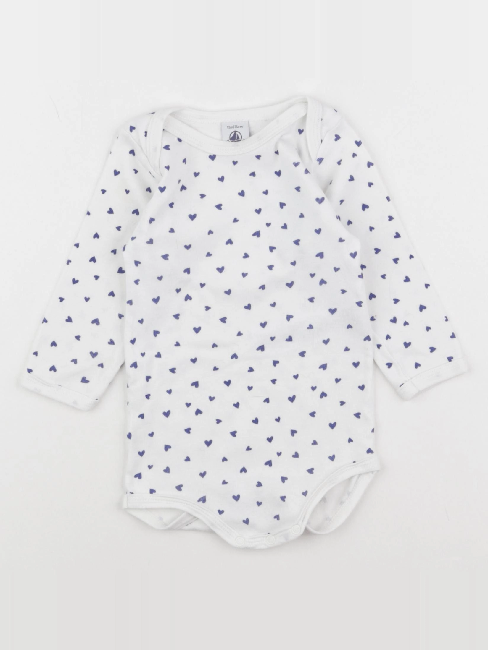 Petit Bateau - body blanc, bleu - 12 mois