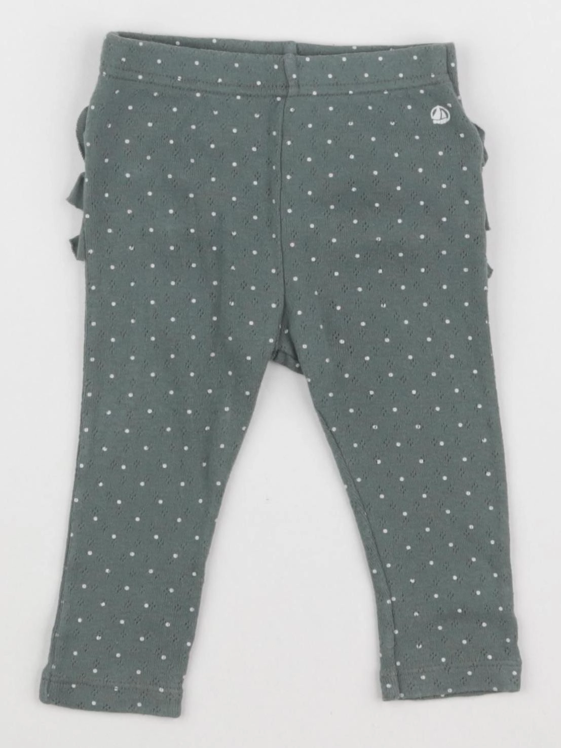 Petit Bateau - legging volants au dos vert - 6 mois