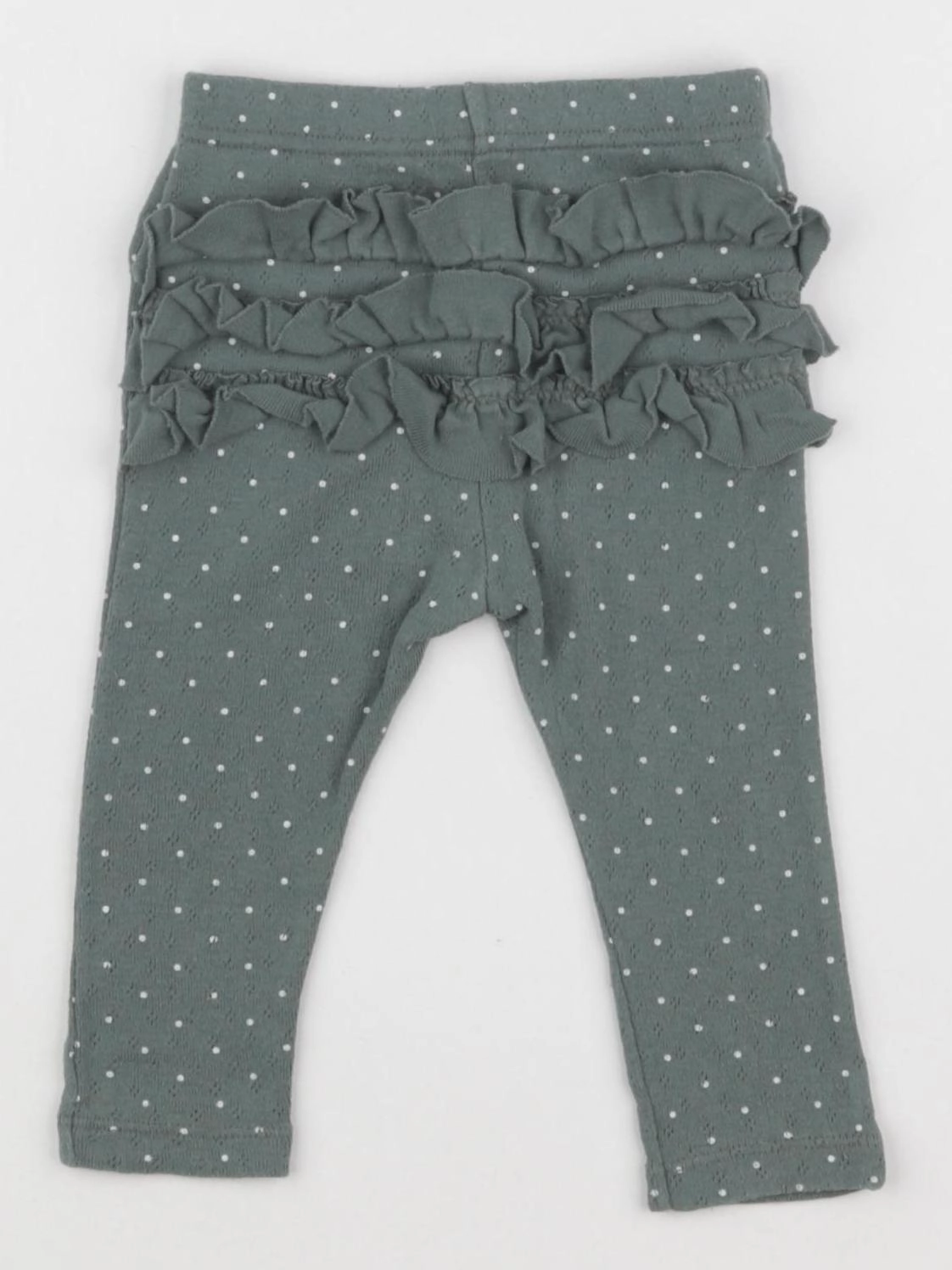Petit Bateau - legging volants au dos vert - 6 mois
