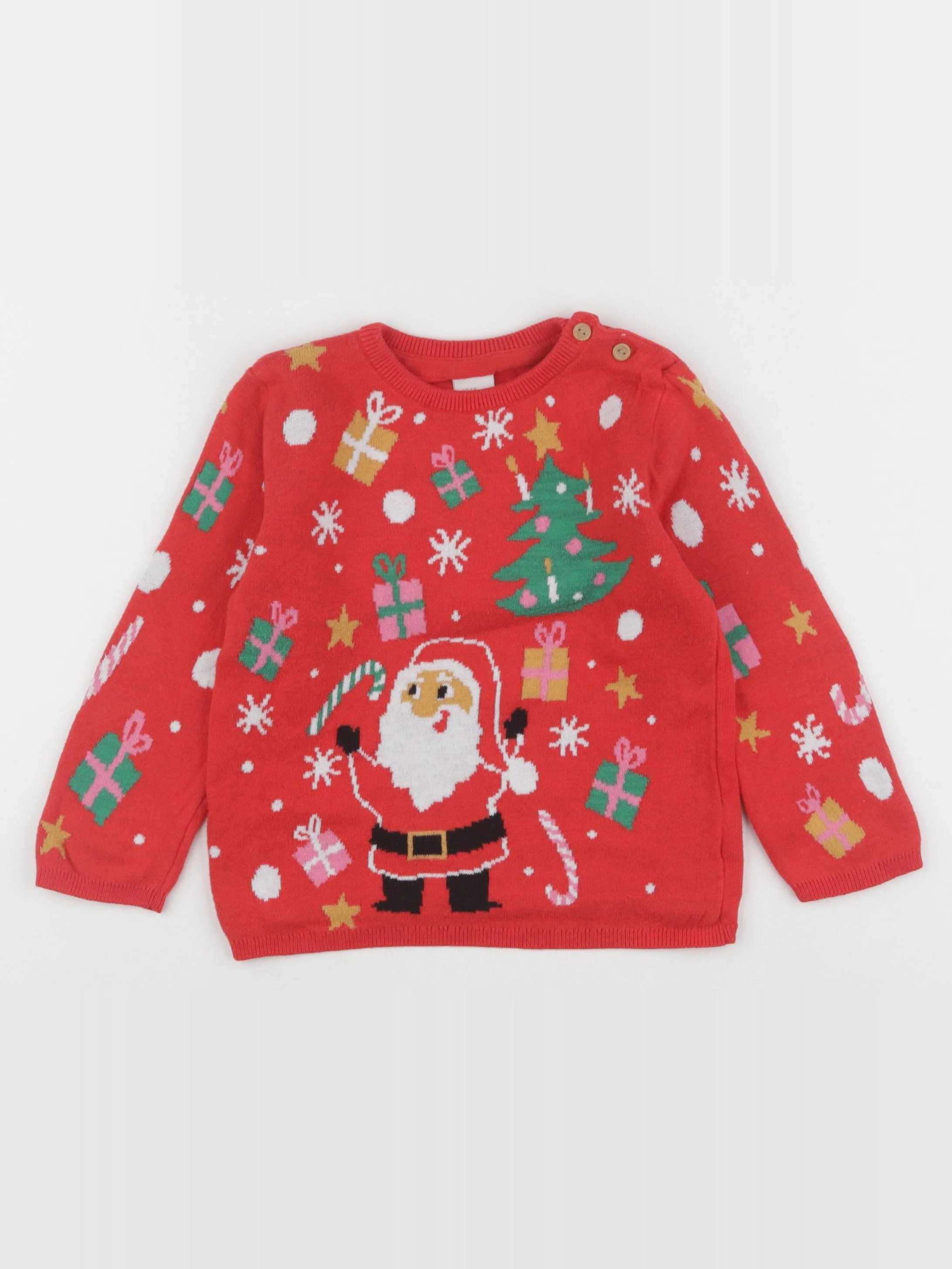 H&M - pull rouge, rose - 2 ans
