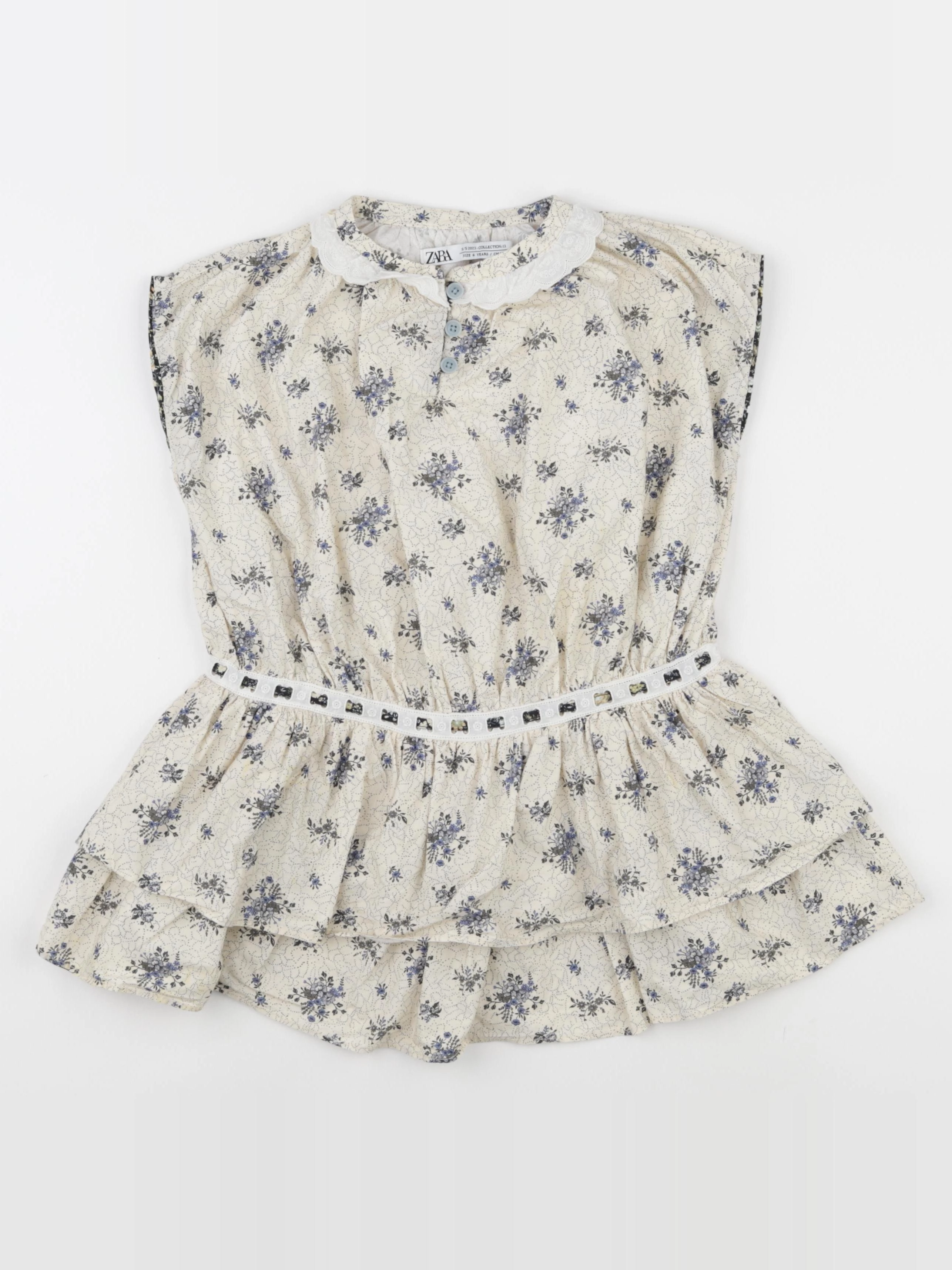 Zara - robe beige, bleu - 6 ans