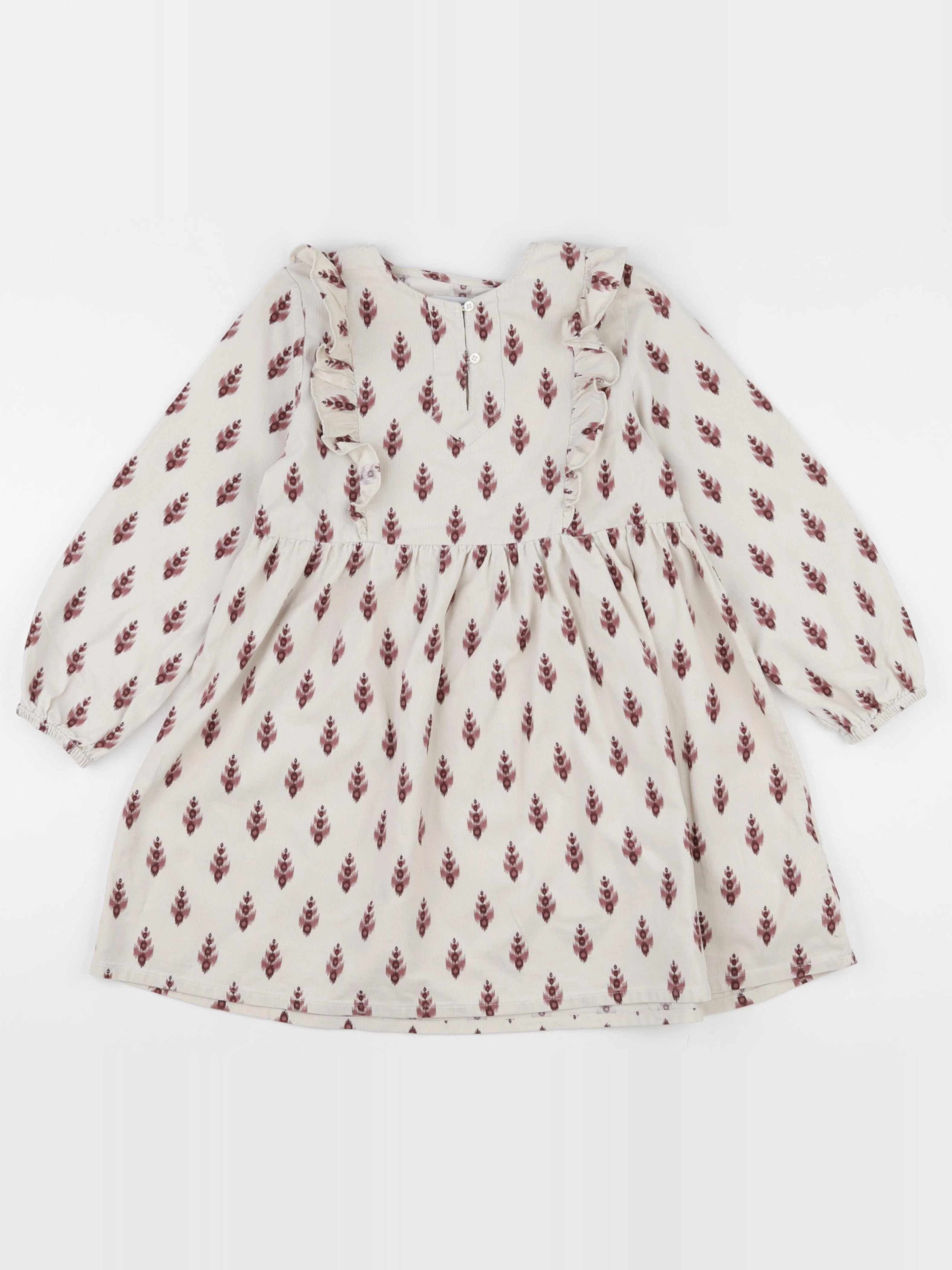 Vertbaudet - robe beige, rose - 8 ans