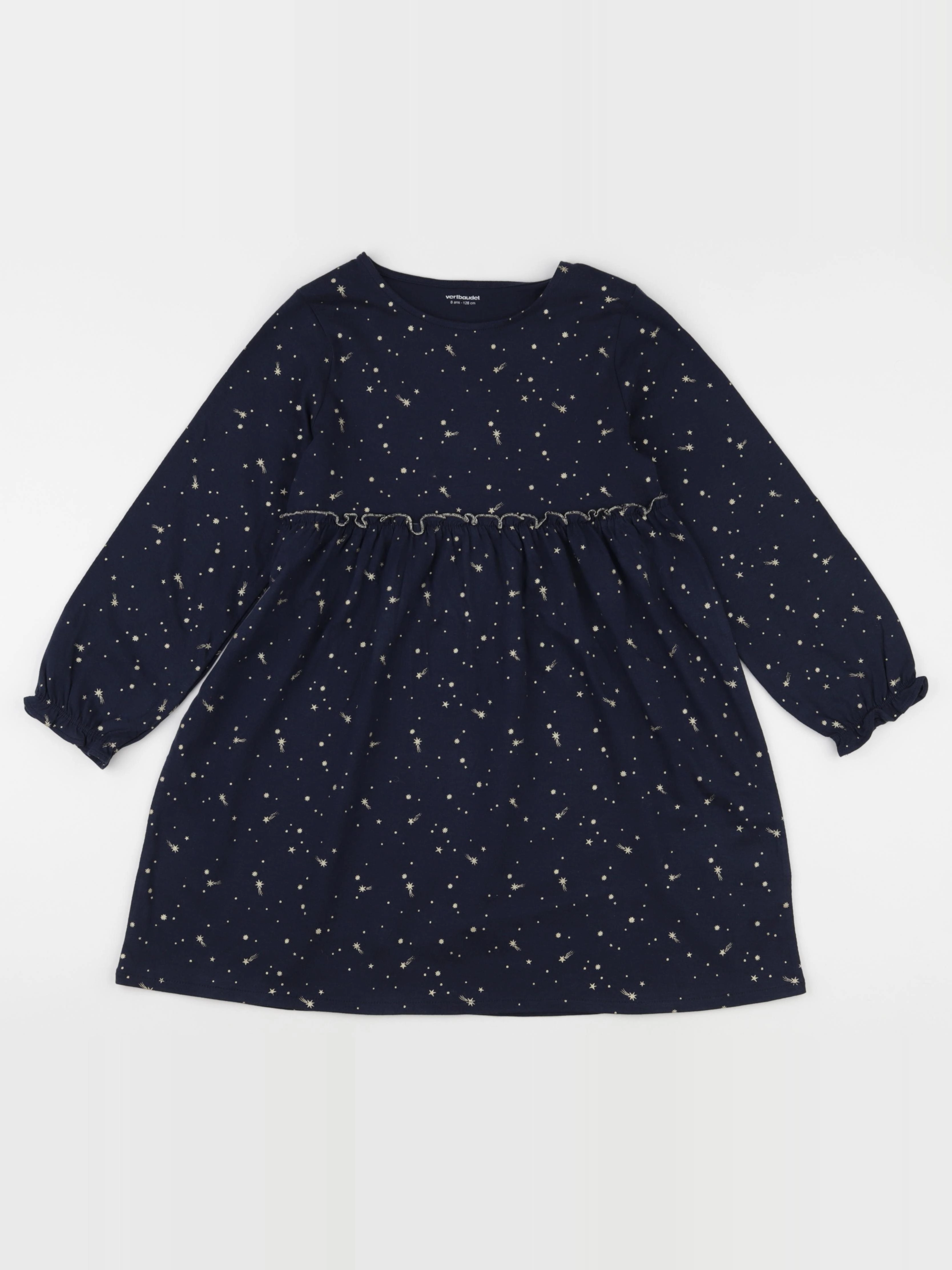 Vertbaudet - robe bleu, or - 8 ans