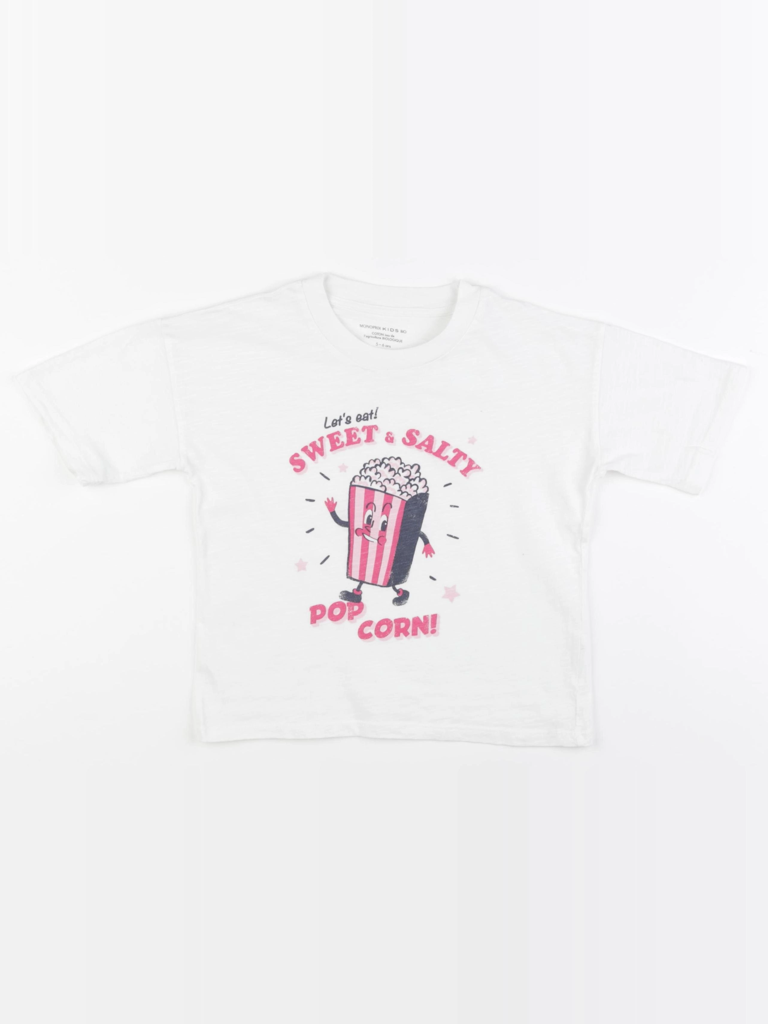Monoprix - tee-shirt blanc - 5/6 ans