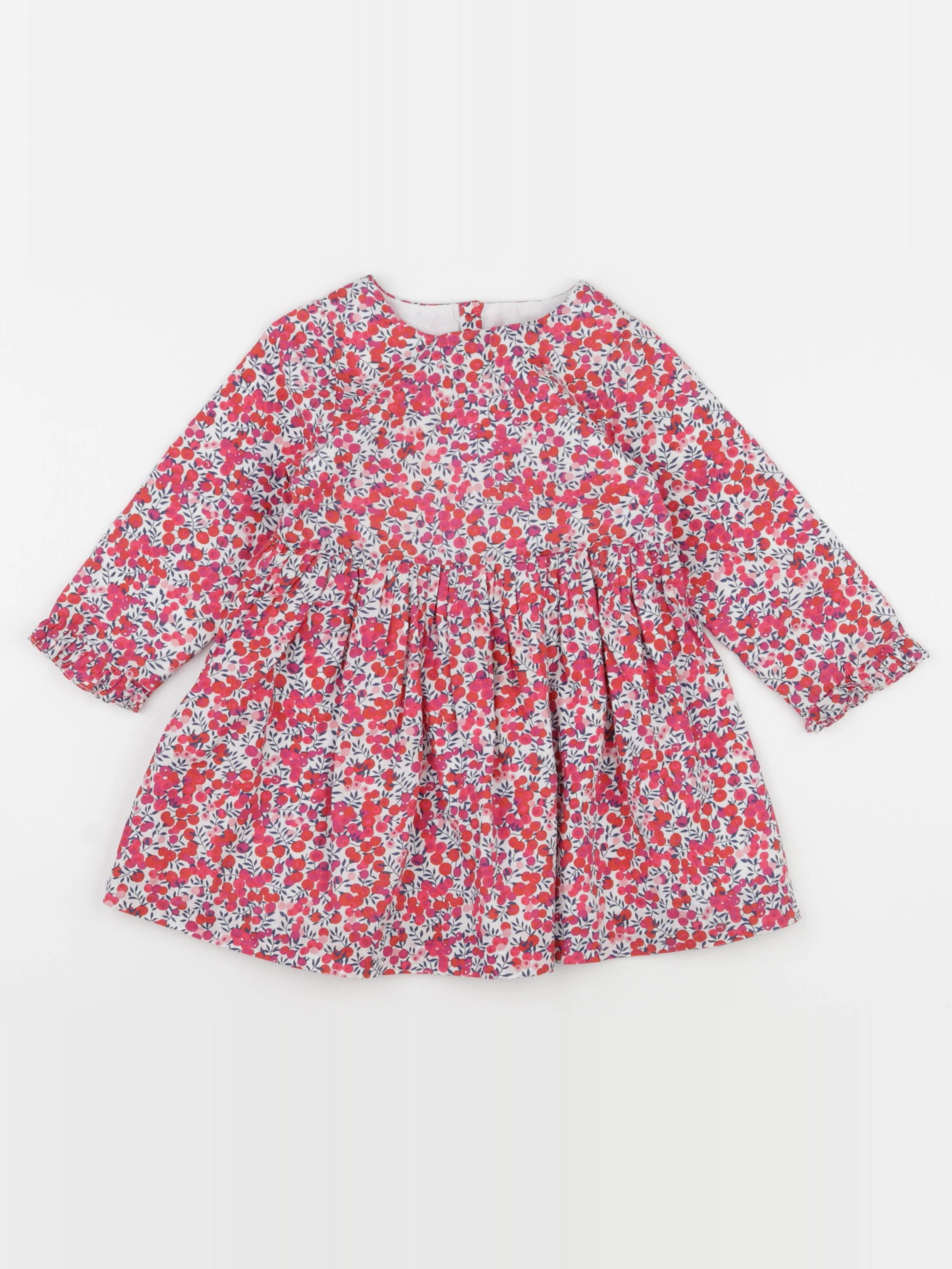 Jacadi - robe liberty rose, rouge - 24 mois