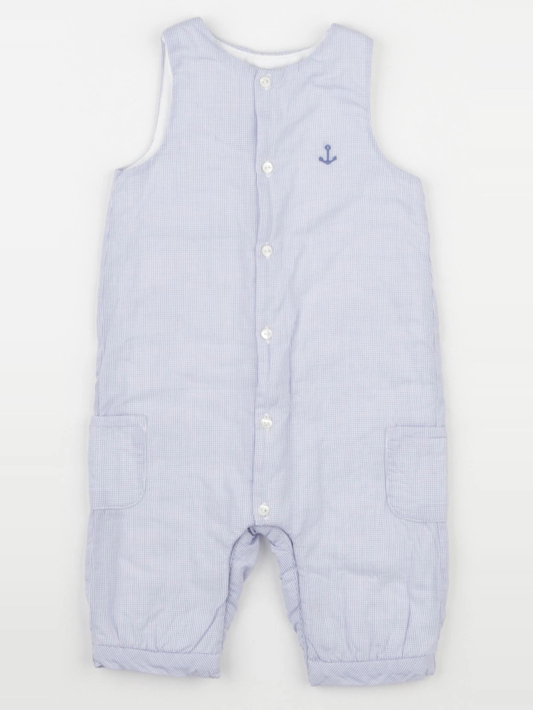 Jacadi - combinaison doublé blanc, bleu - 6 mois