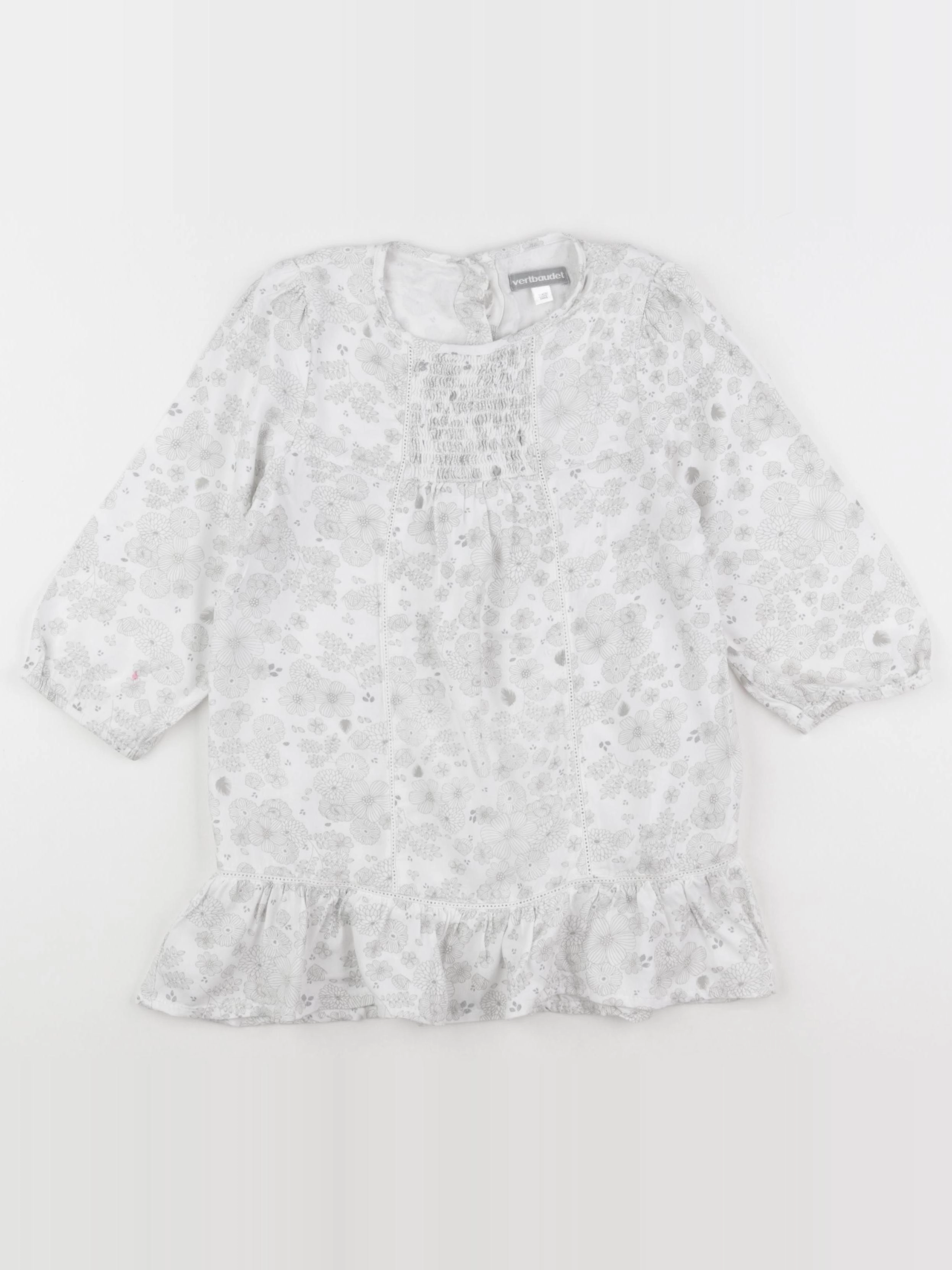 Vertbaudet - blouse blanc, gris - 6 ans