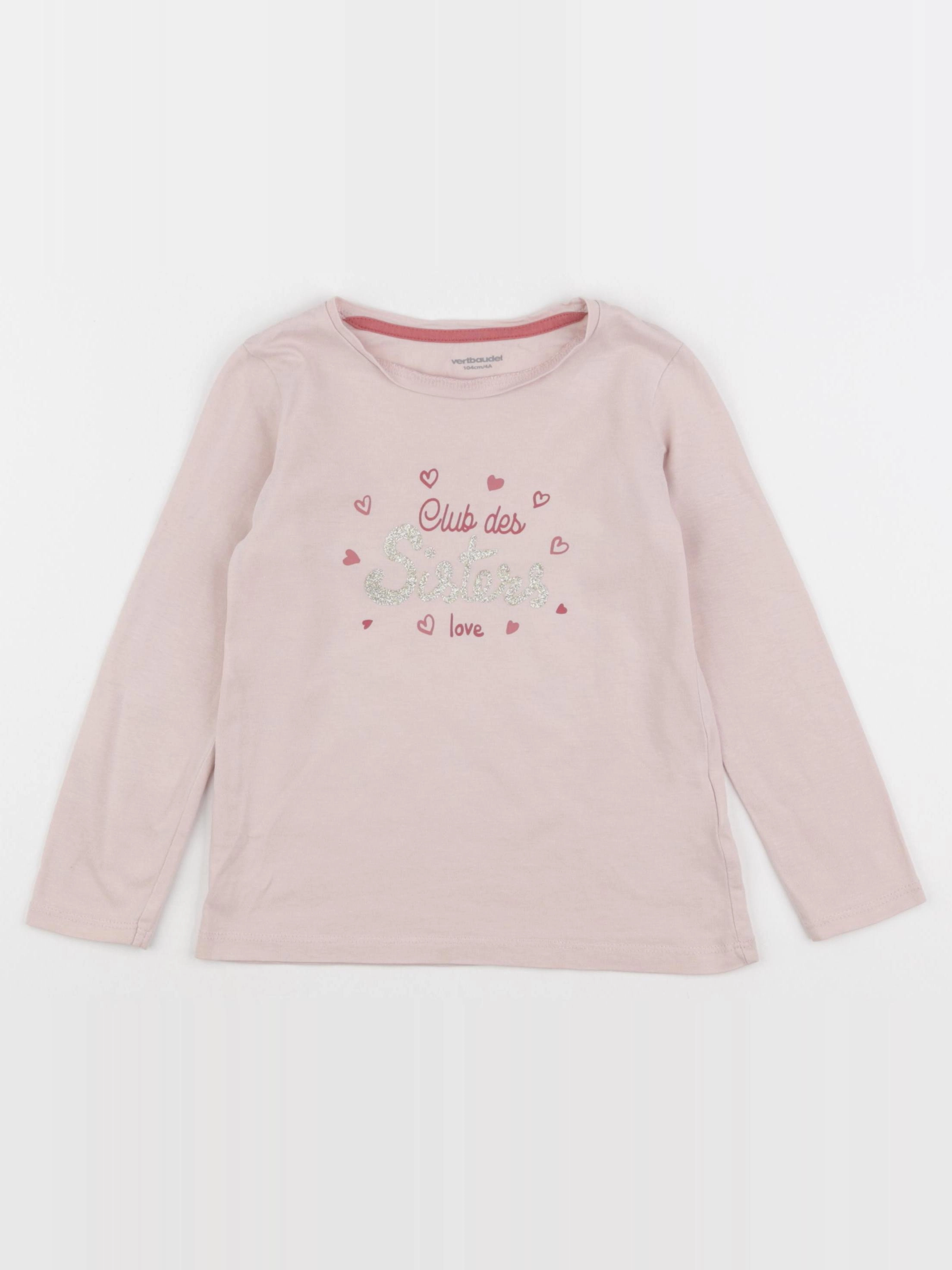 Vertbaudet - tee-shirt rose, or - 4 ans