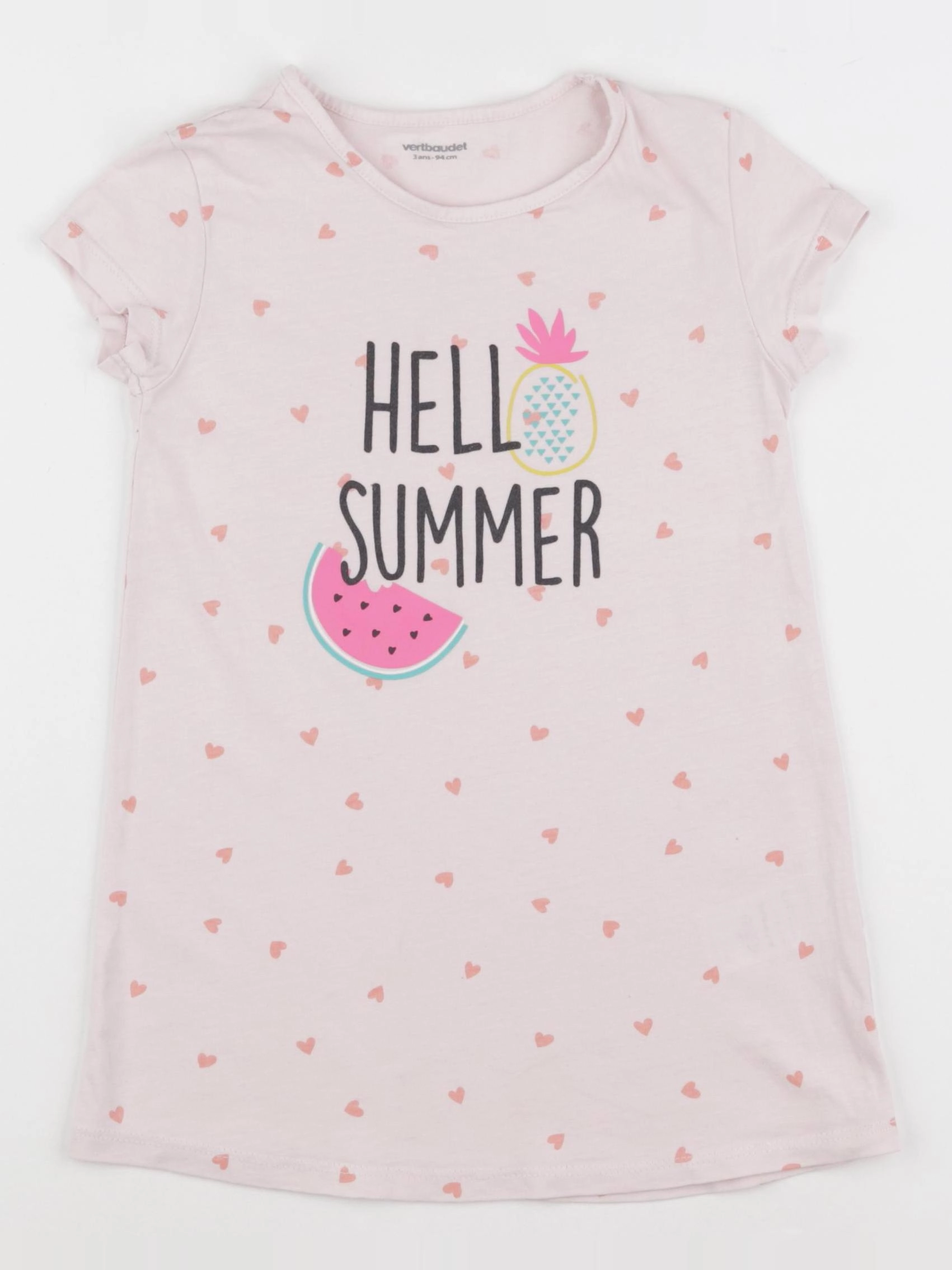 Vertbaudet - chemise de nuit coton rose - 3 ans