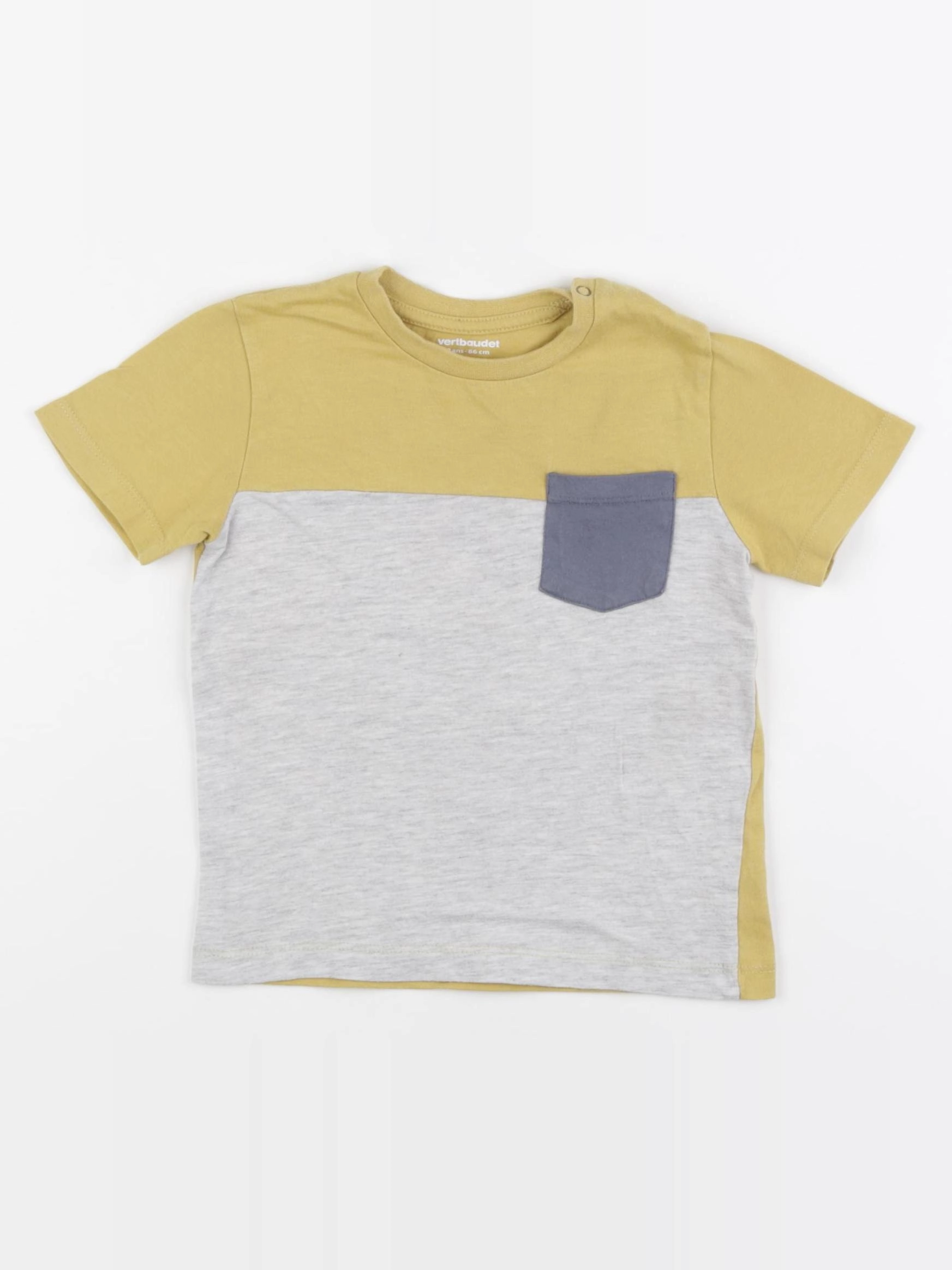Vertbaudet - tee-shirt gris, jaune - 2 ans