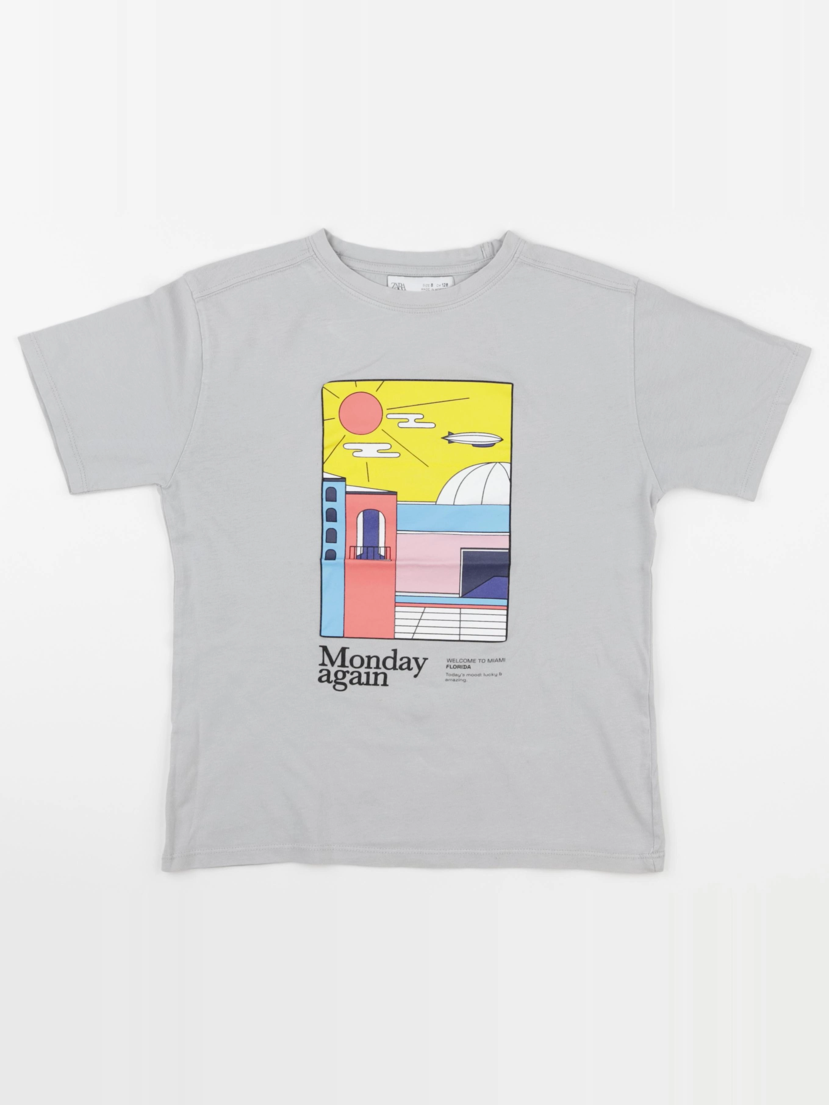 Zara - tee-shirt gris - 8 ans