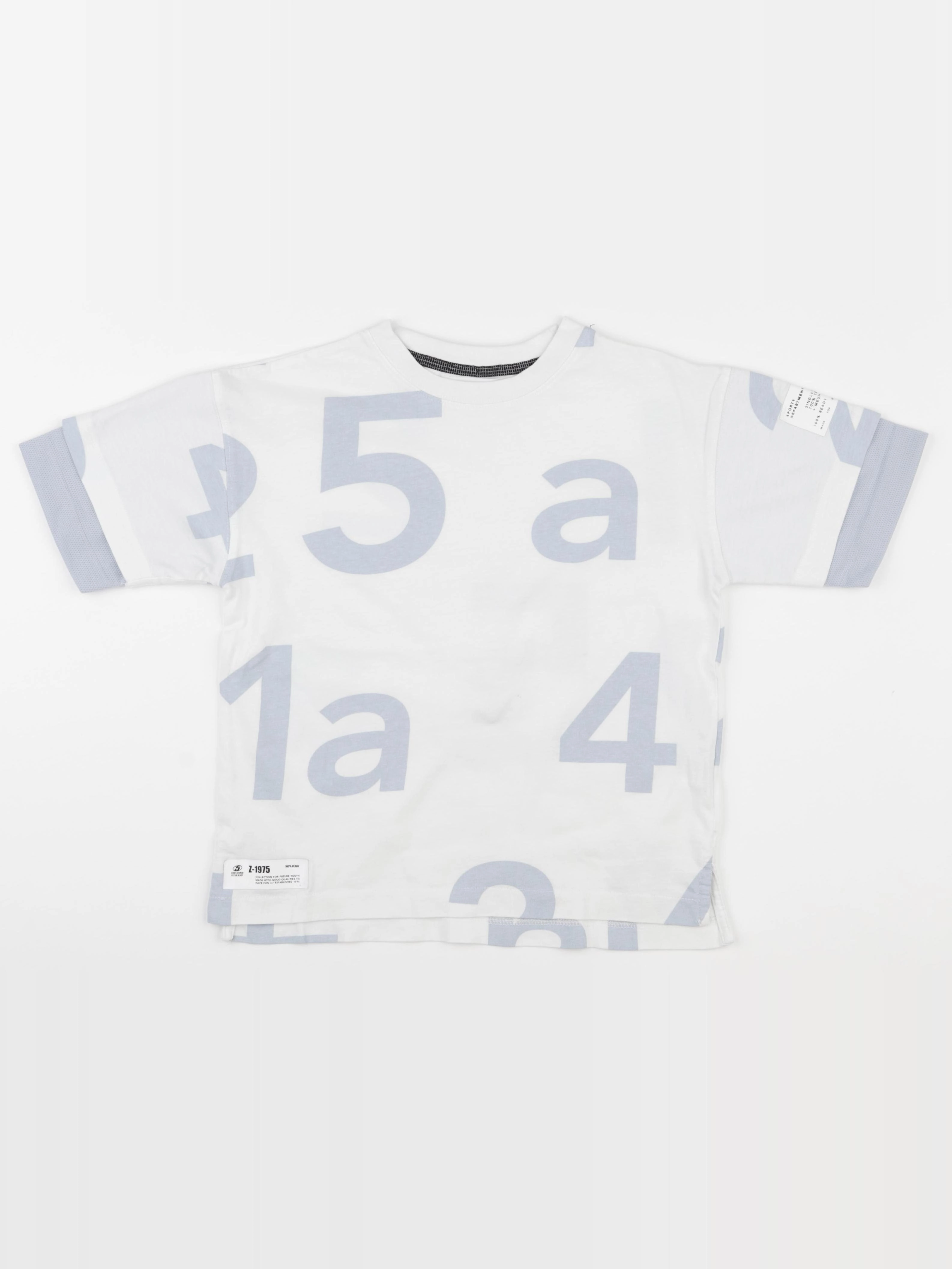Zara - tee-shirt bleu, blanc - 7 ans