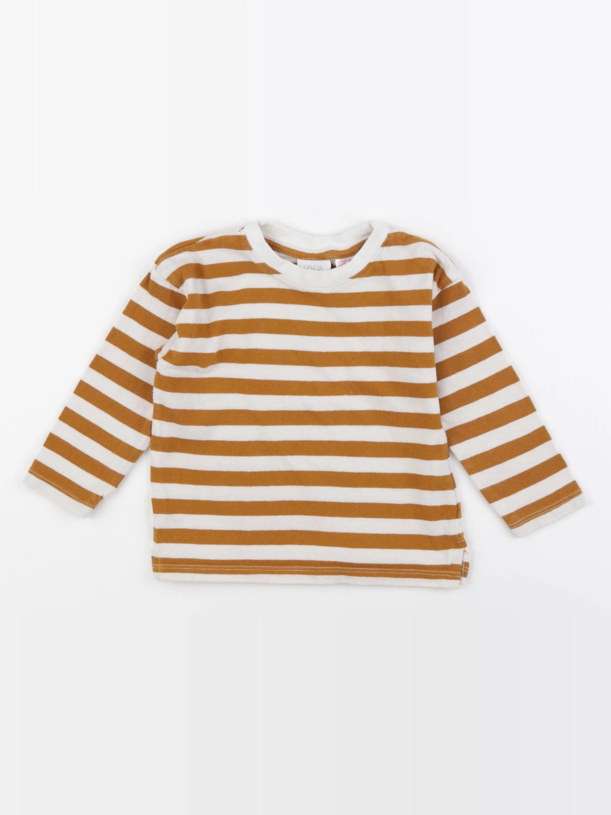 Zara - tee-shirt marron, blanc - 9/12 mois