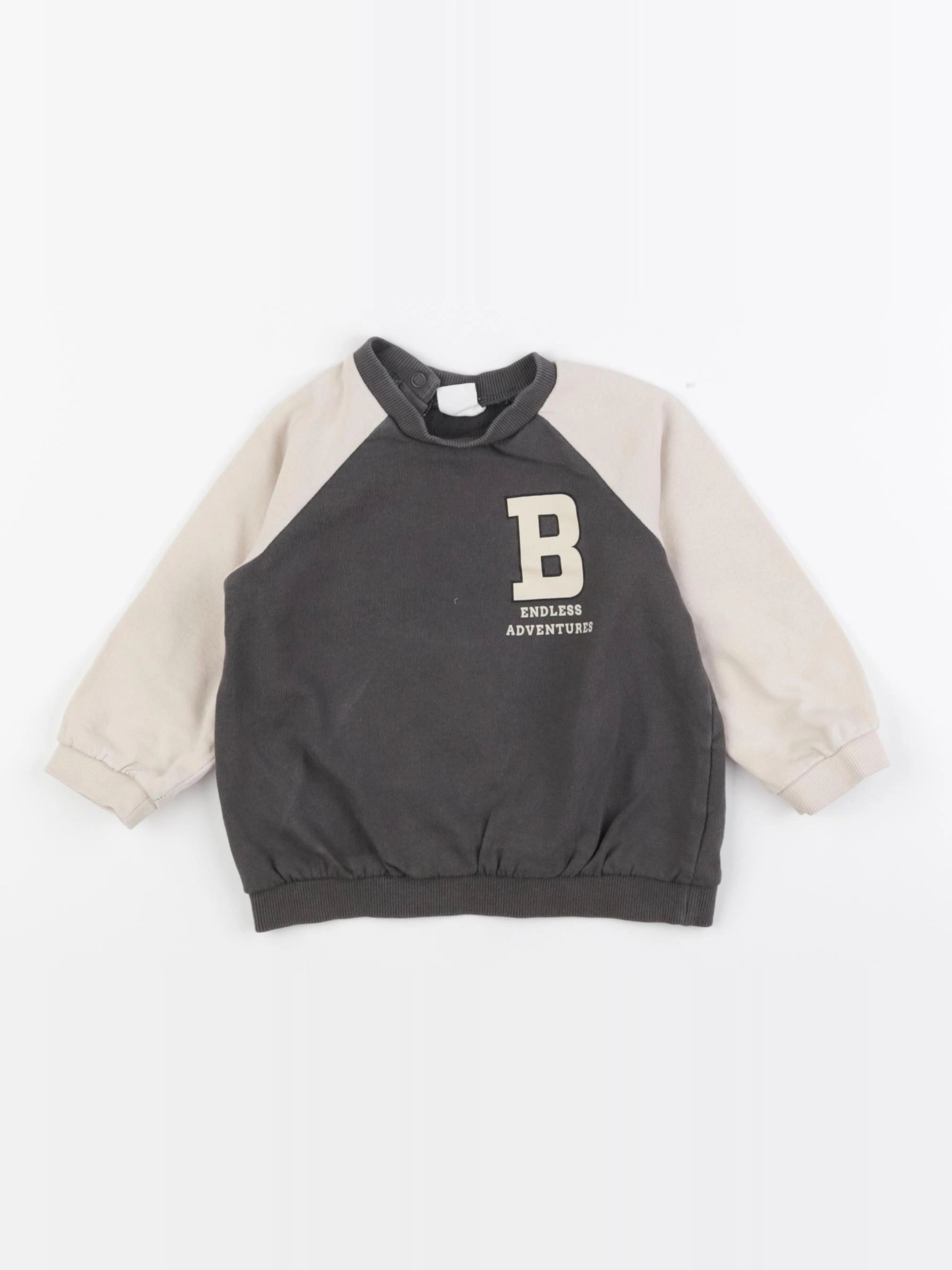 H&M - sweat gris, beige - 9/12 mois