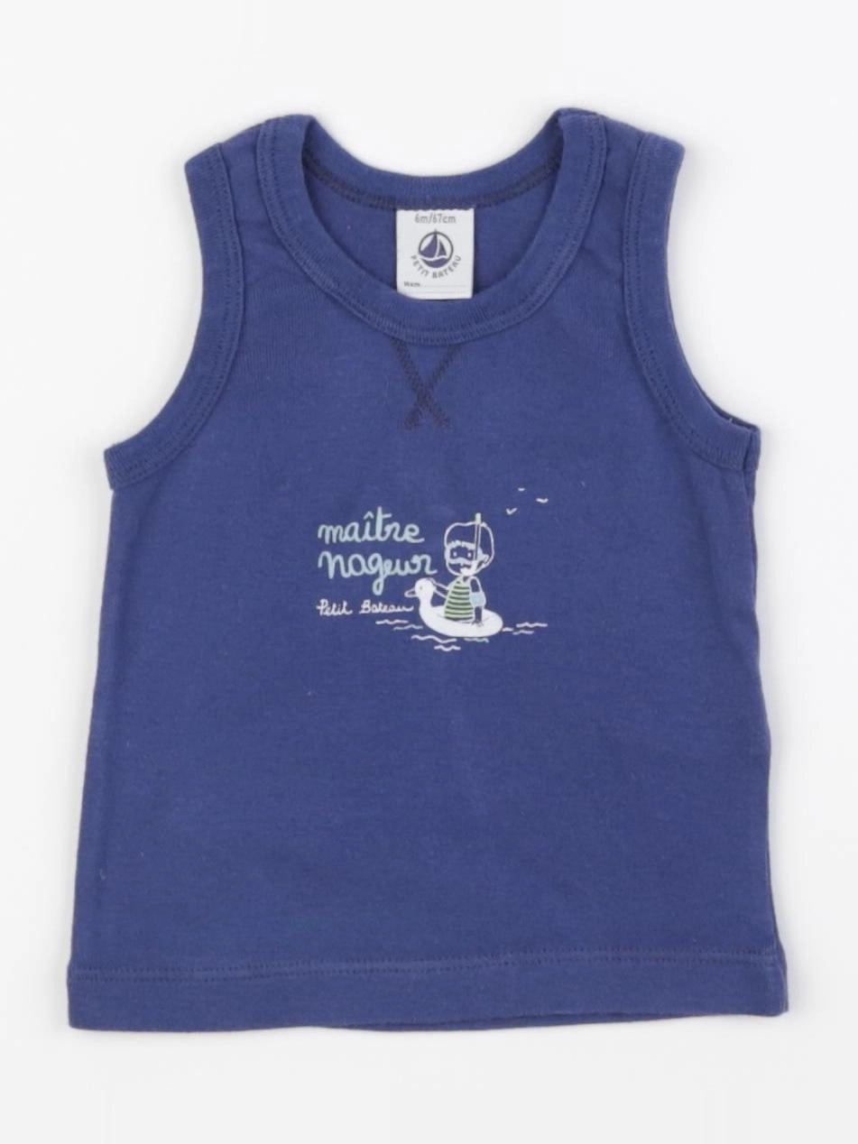 Petit Bateau - maillot de corps bleu - 6 mois