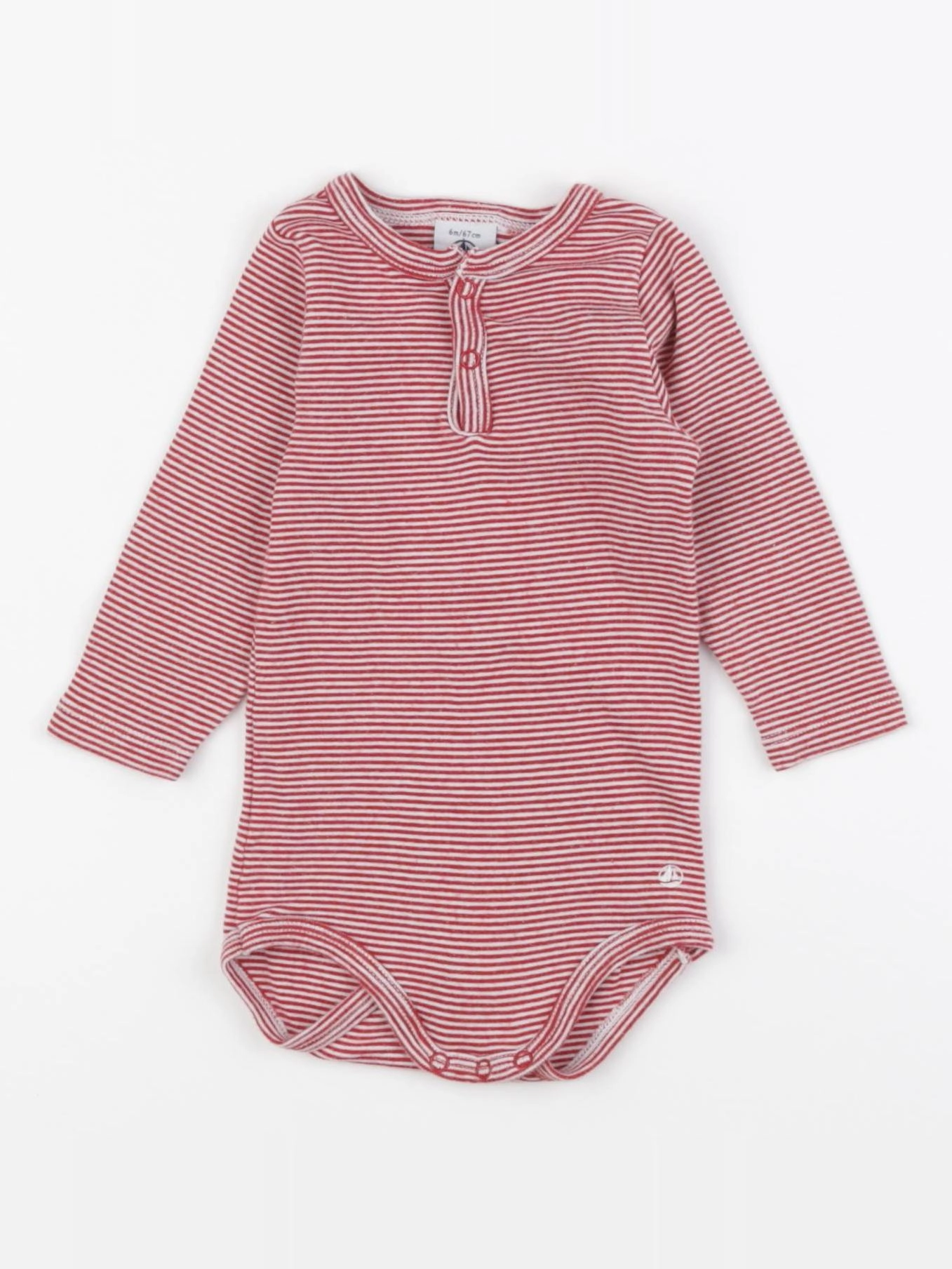 Petit Bateau - body rouge - 6 mois