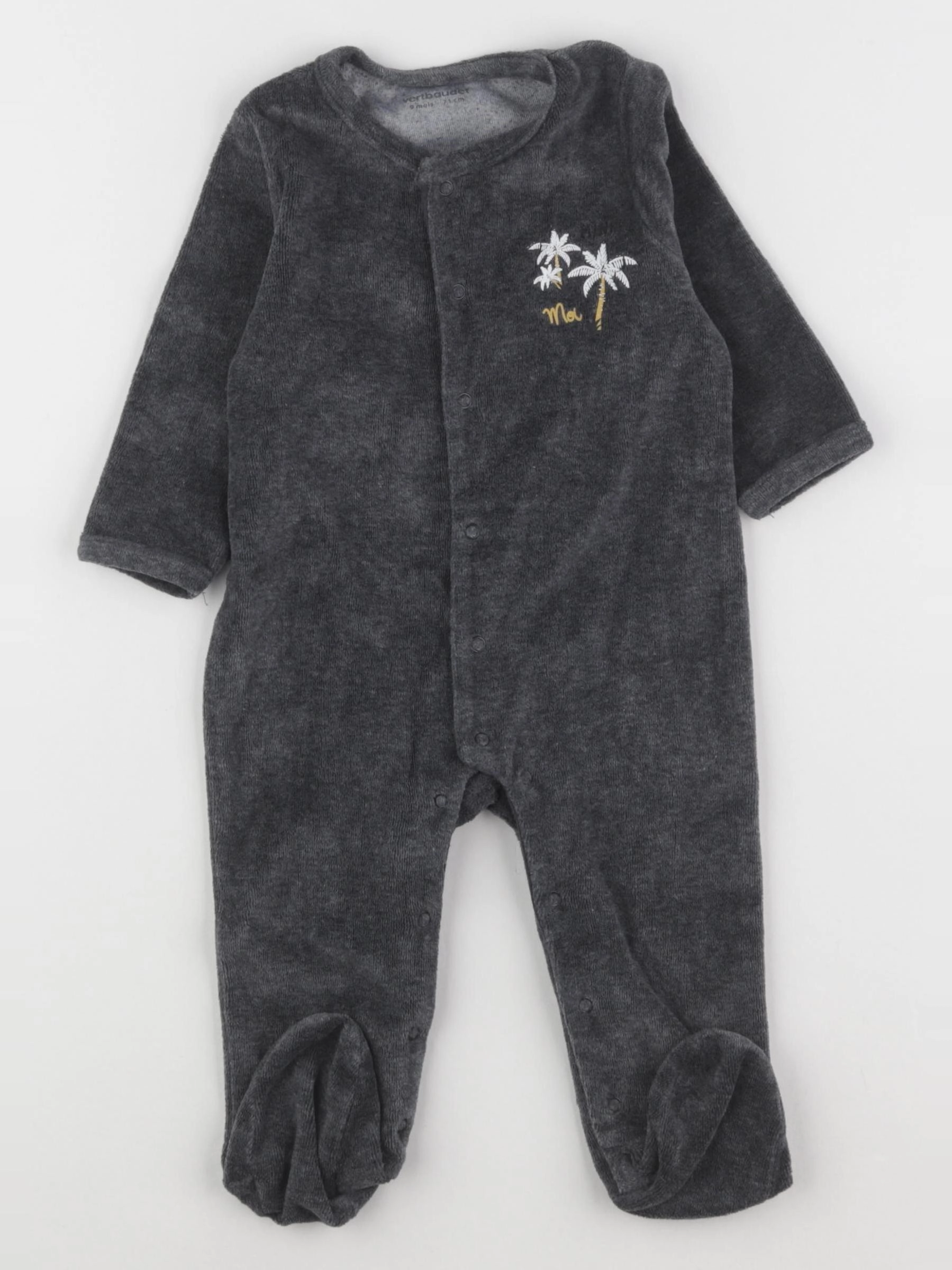 Vertbaudet - pyjama velours gris - 9 mois