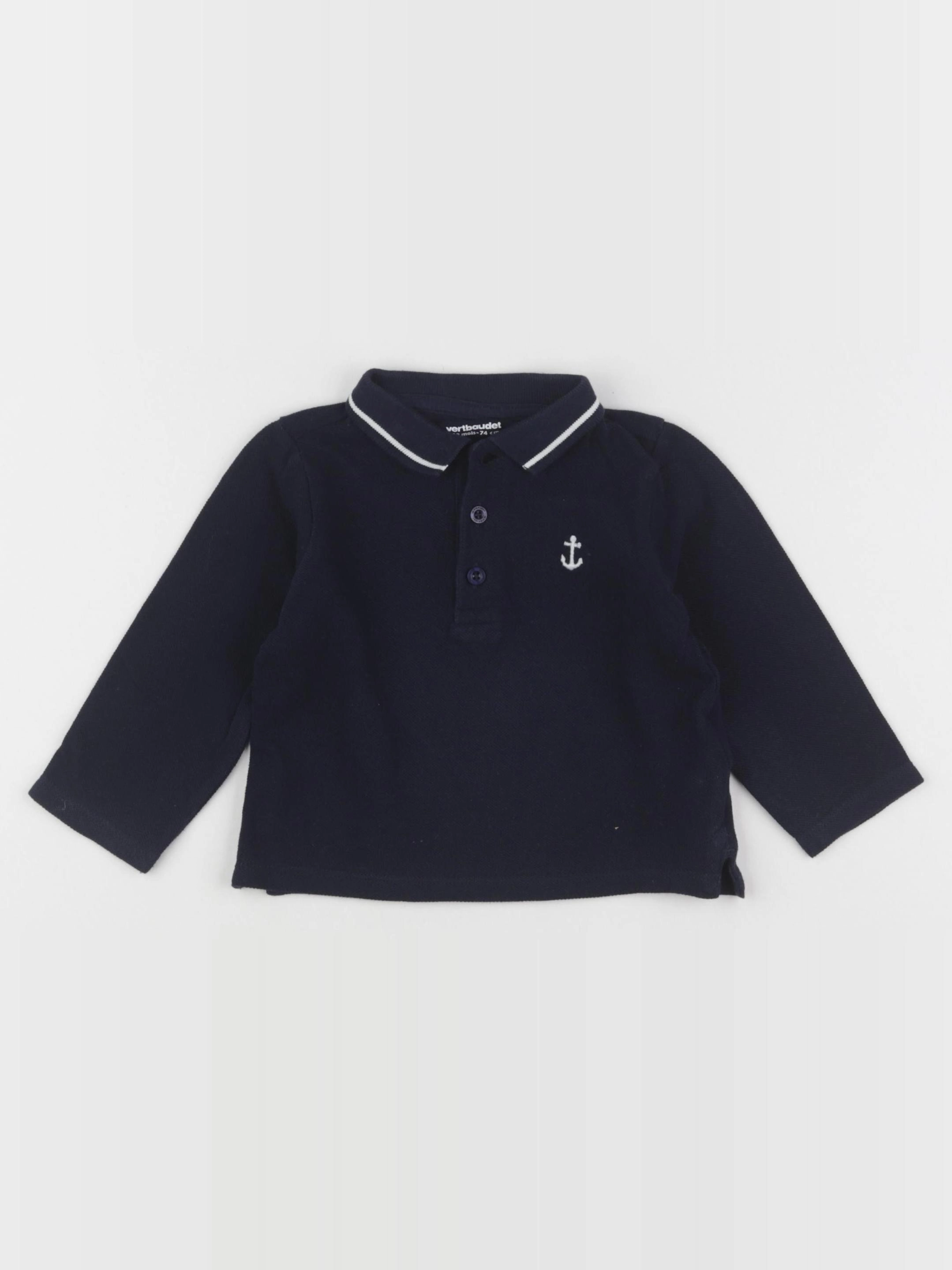 Vertbaudet - polo bleu - 12 mois