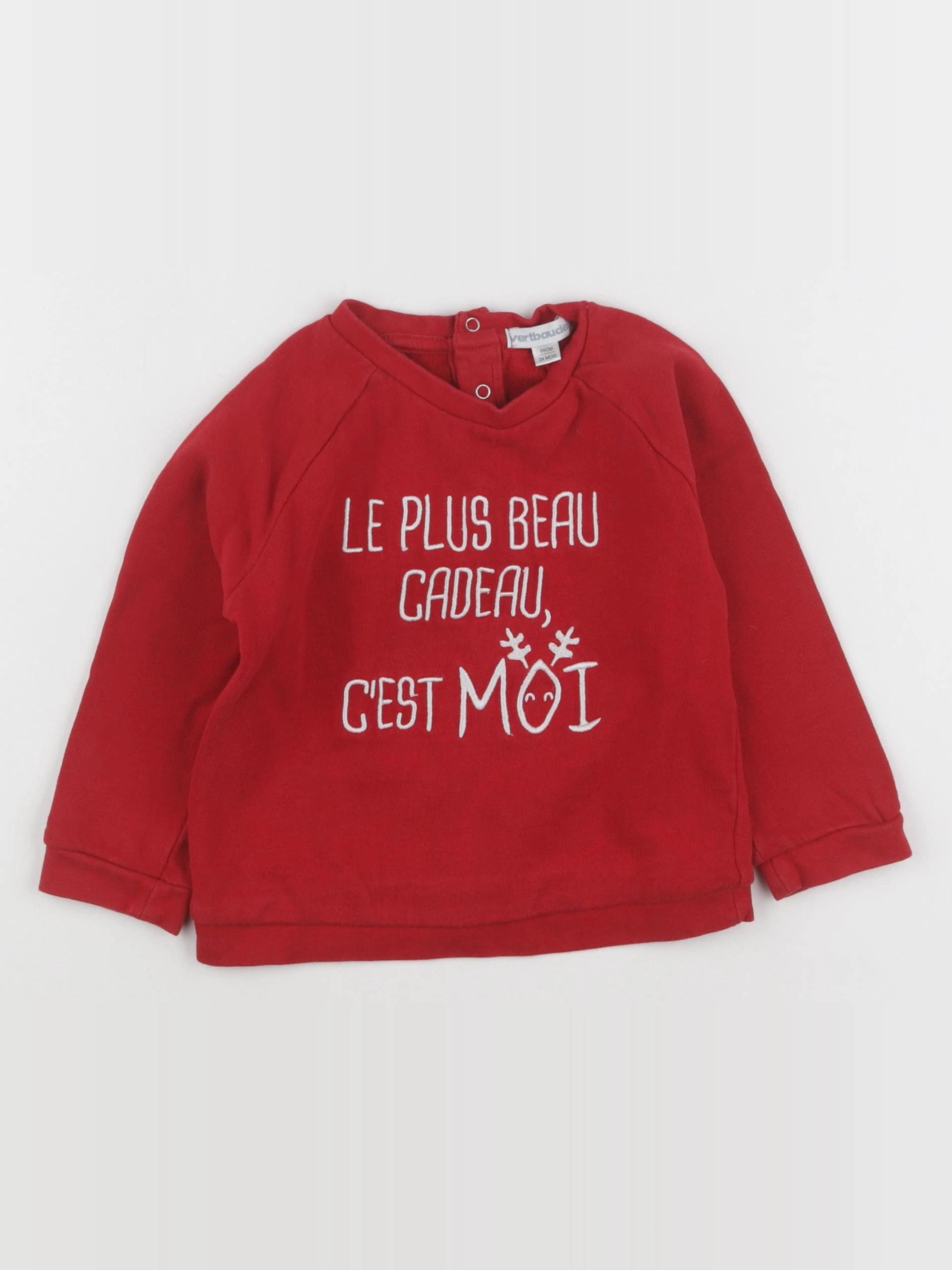 Vertbaudet - sweat rouge - 24 mois