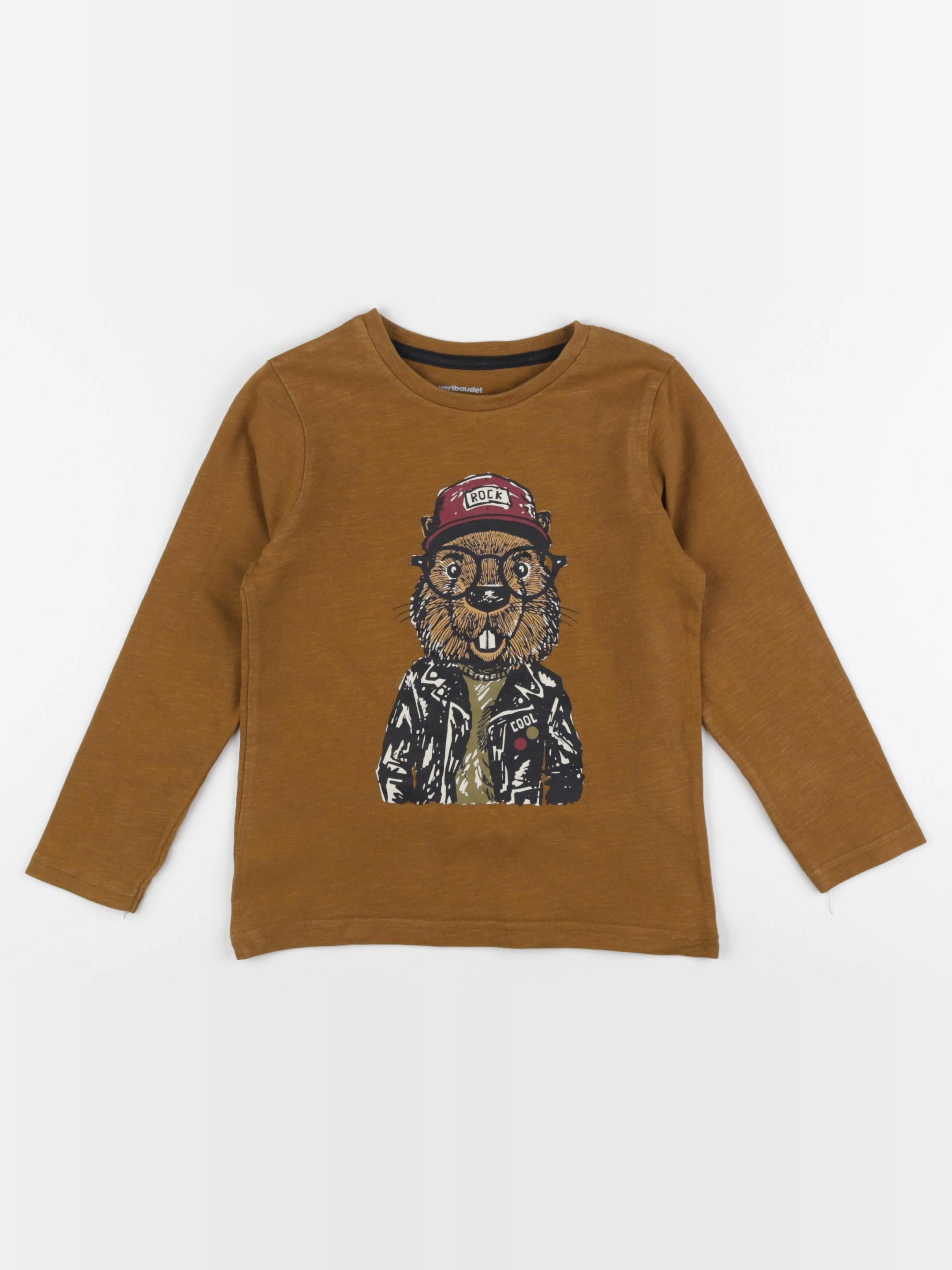 Vertbaudet - tee-shirt marron - 6 ans