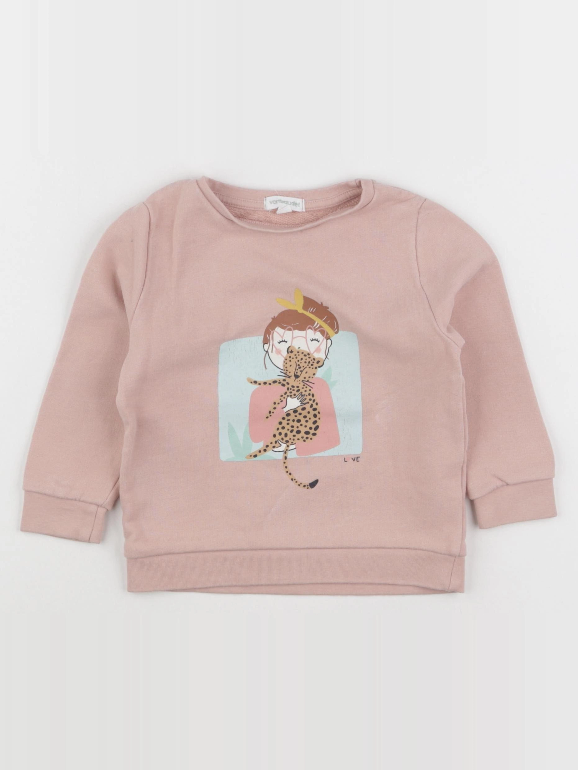 Vertbaudet - sweat rose - 2 ans