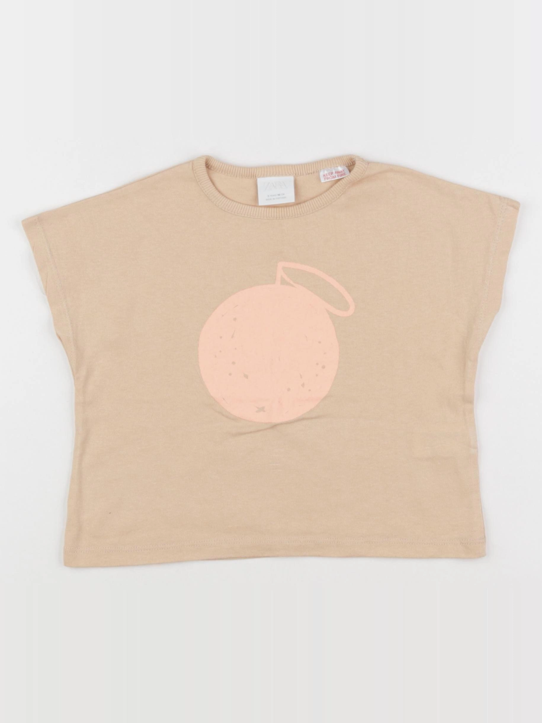 Zara - tee-shirt orange - 3 ans