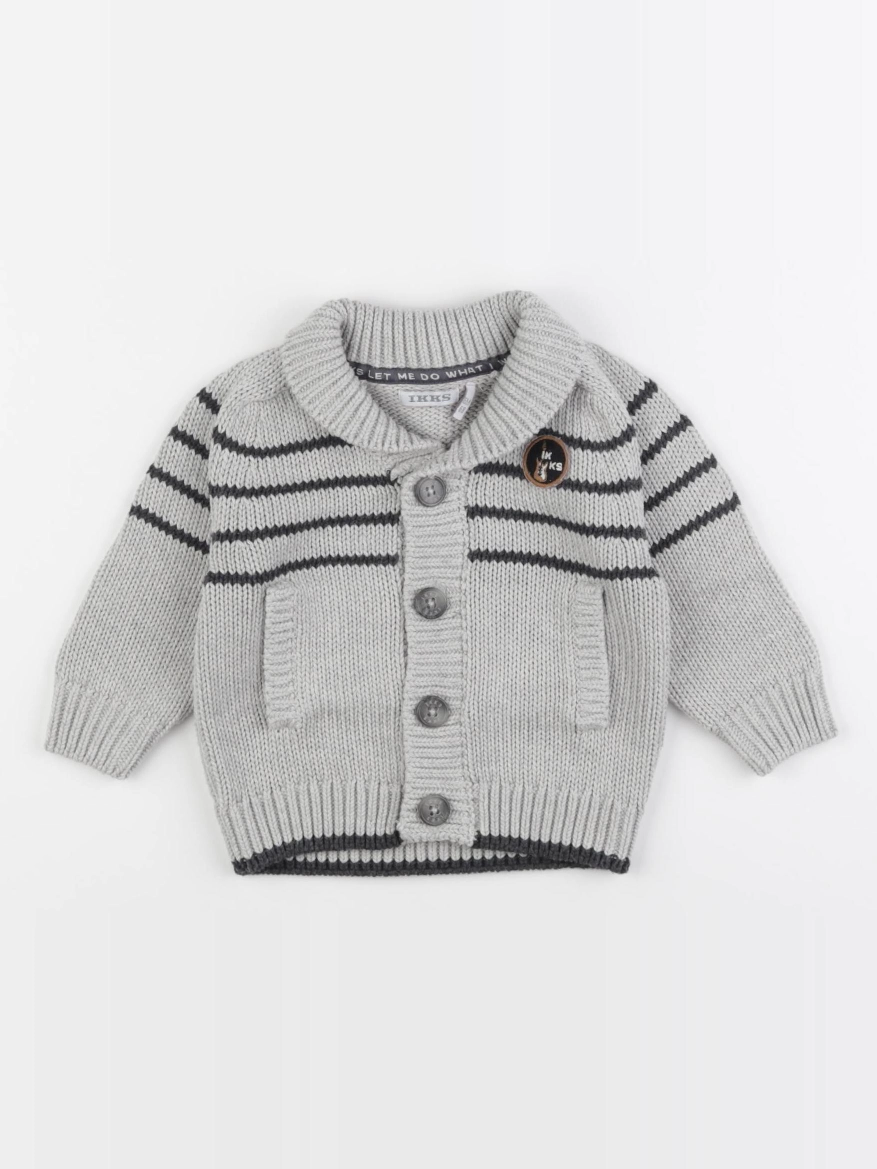 IKKS - gilet gris, bleu - 6 mois